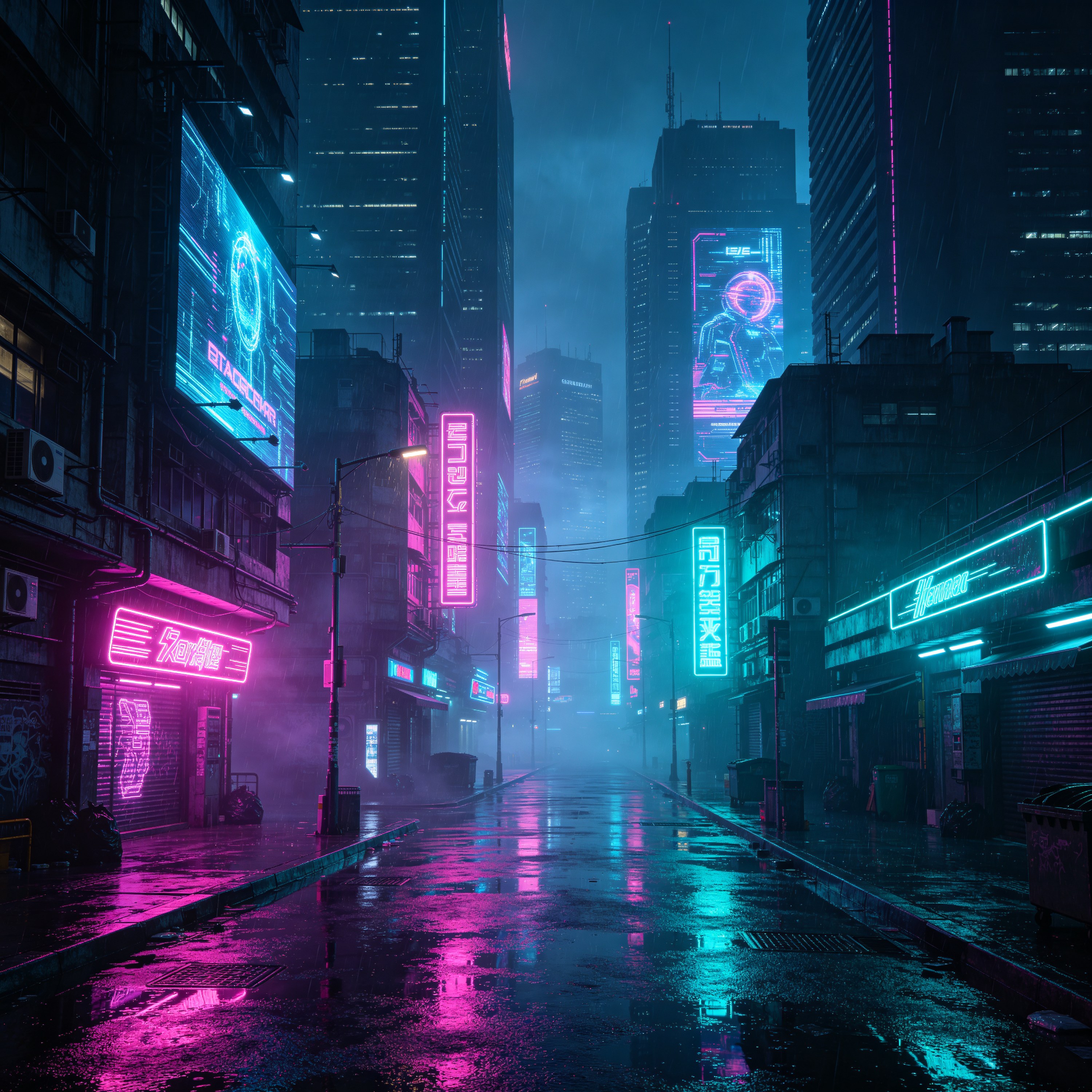 Neon Rainy Street
