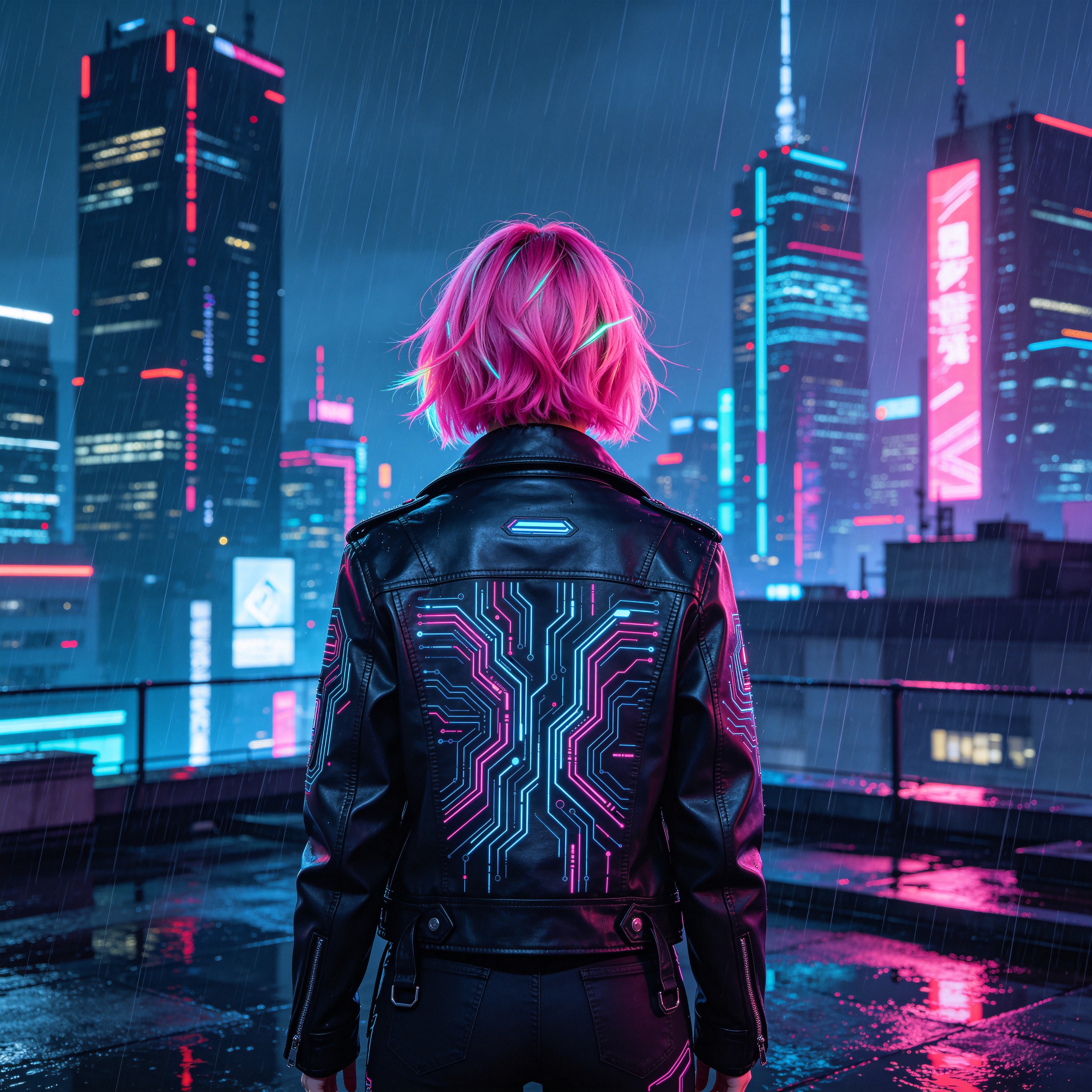 Cyberpunk Girl from Behind