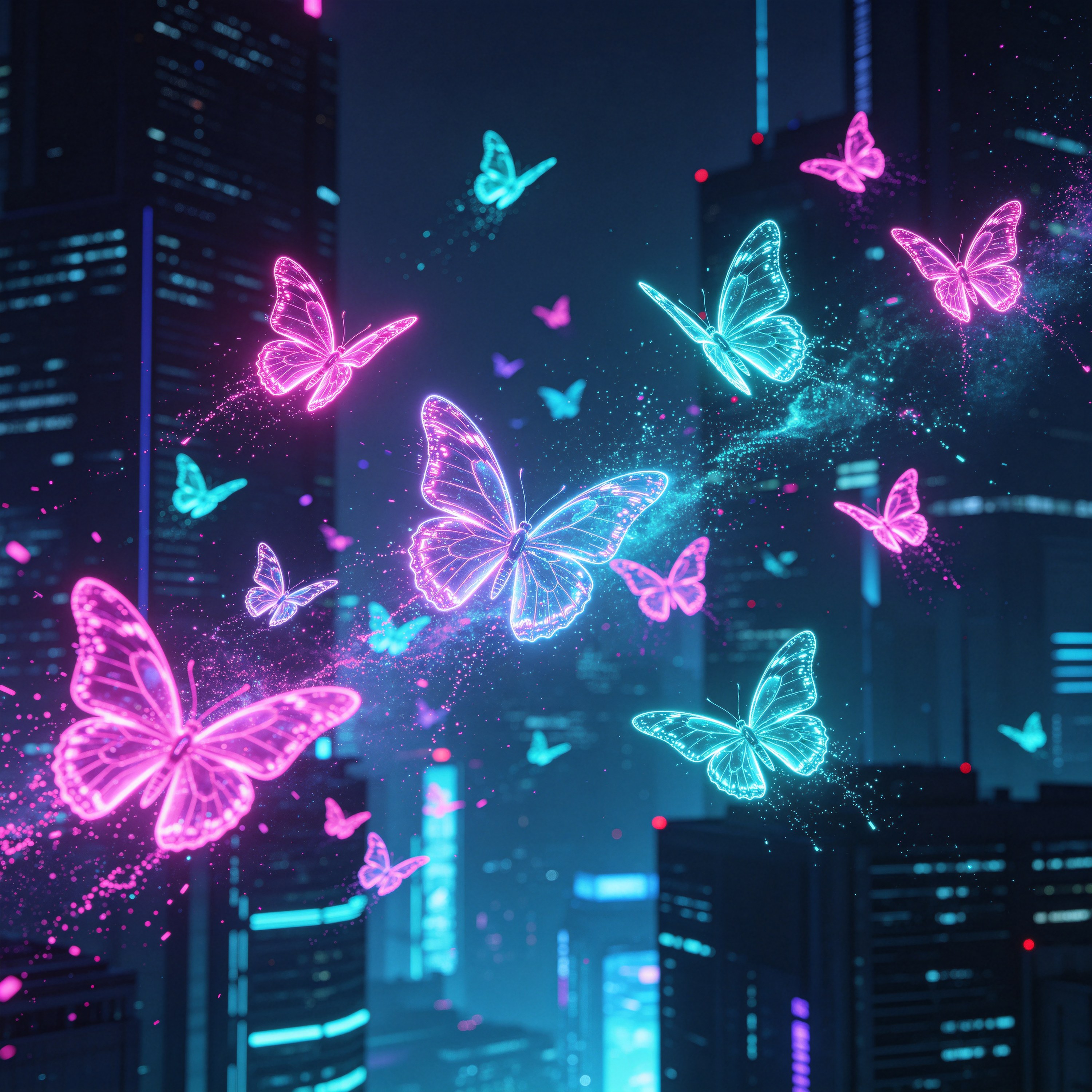 Neon Butterfly Swarm