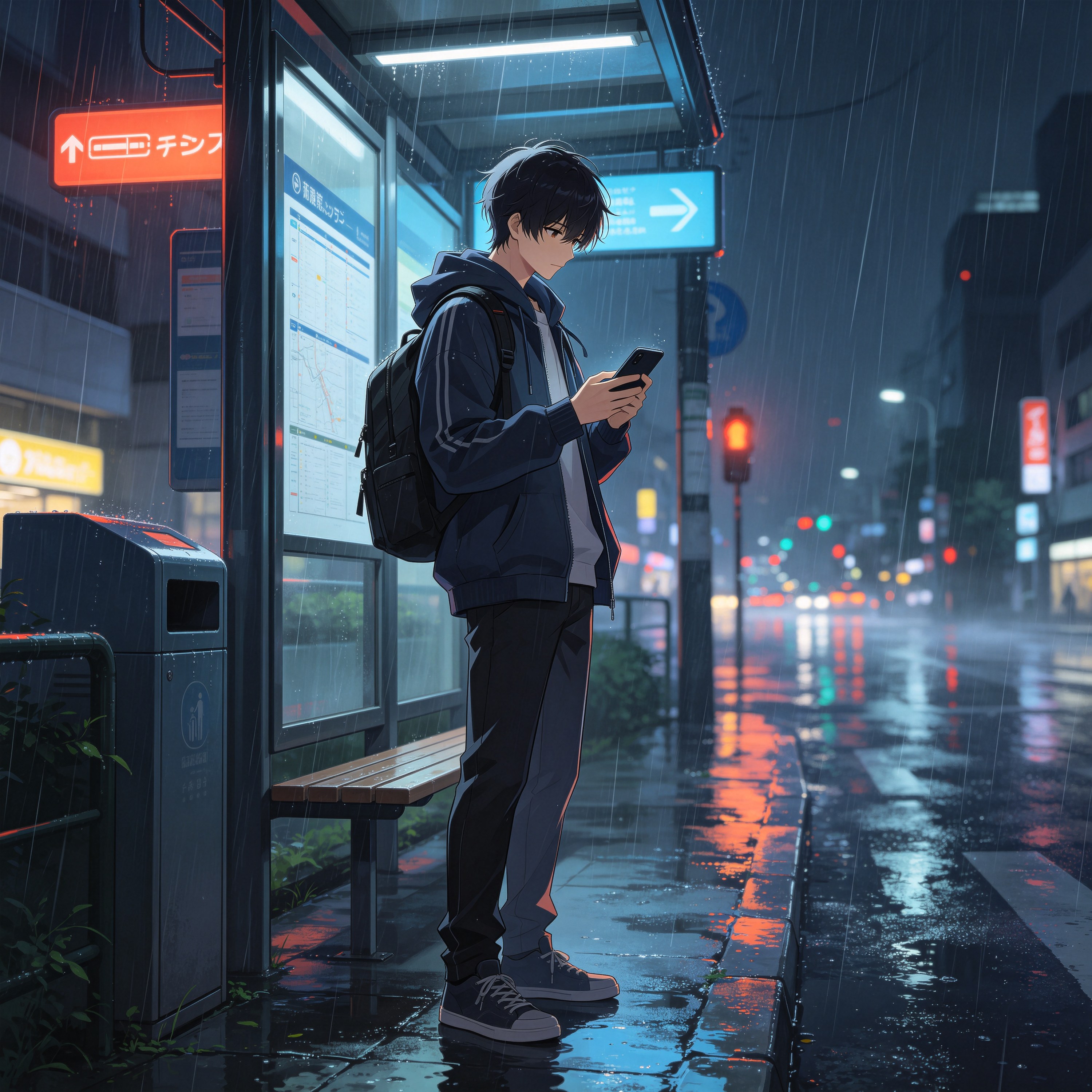 Boy on a Rainy Night