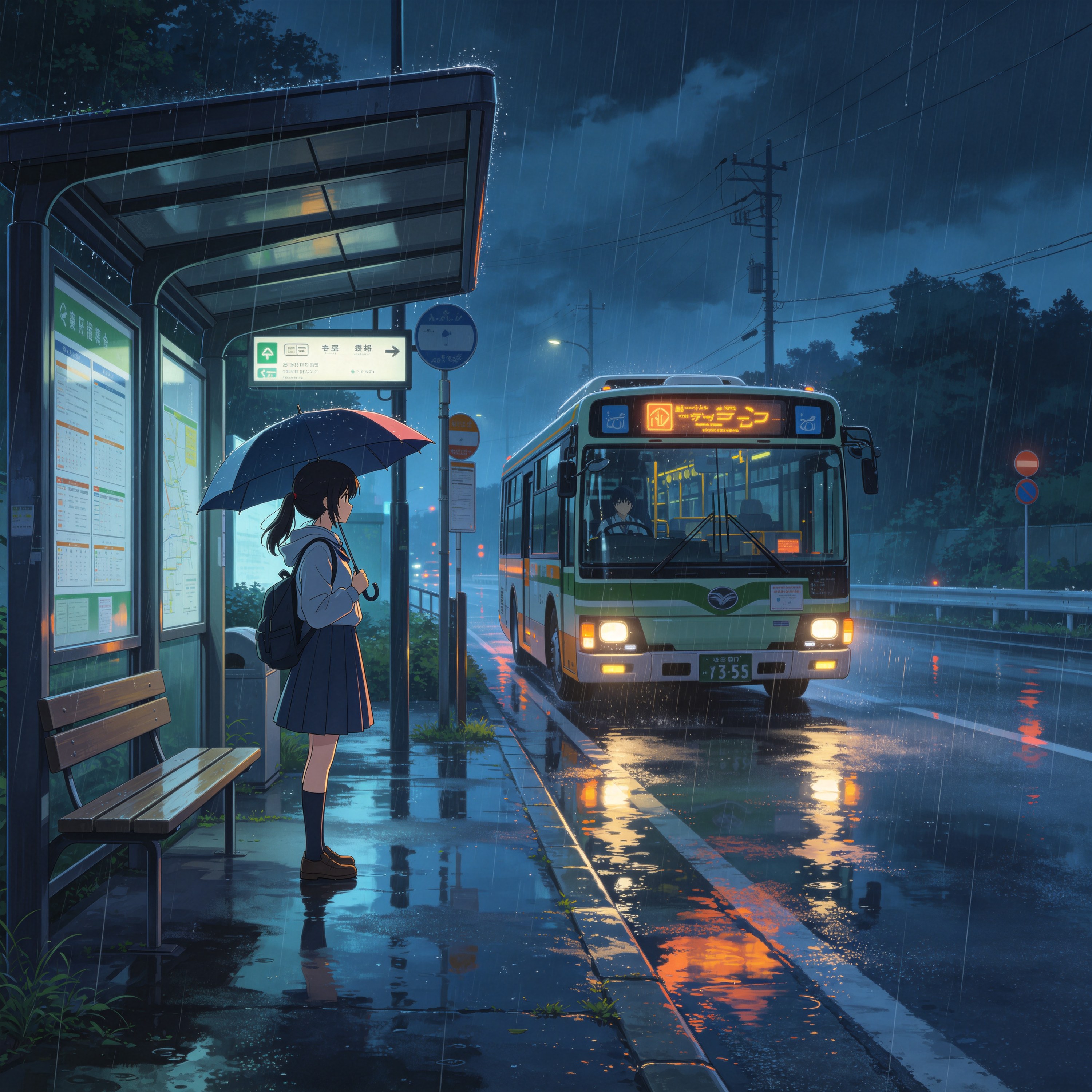 Bus in Rain
