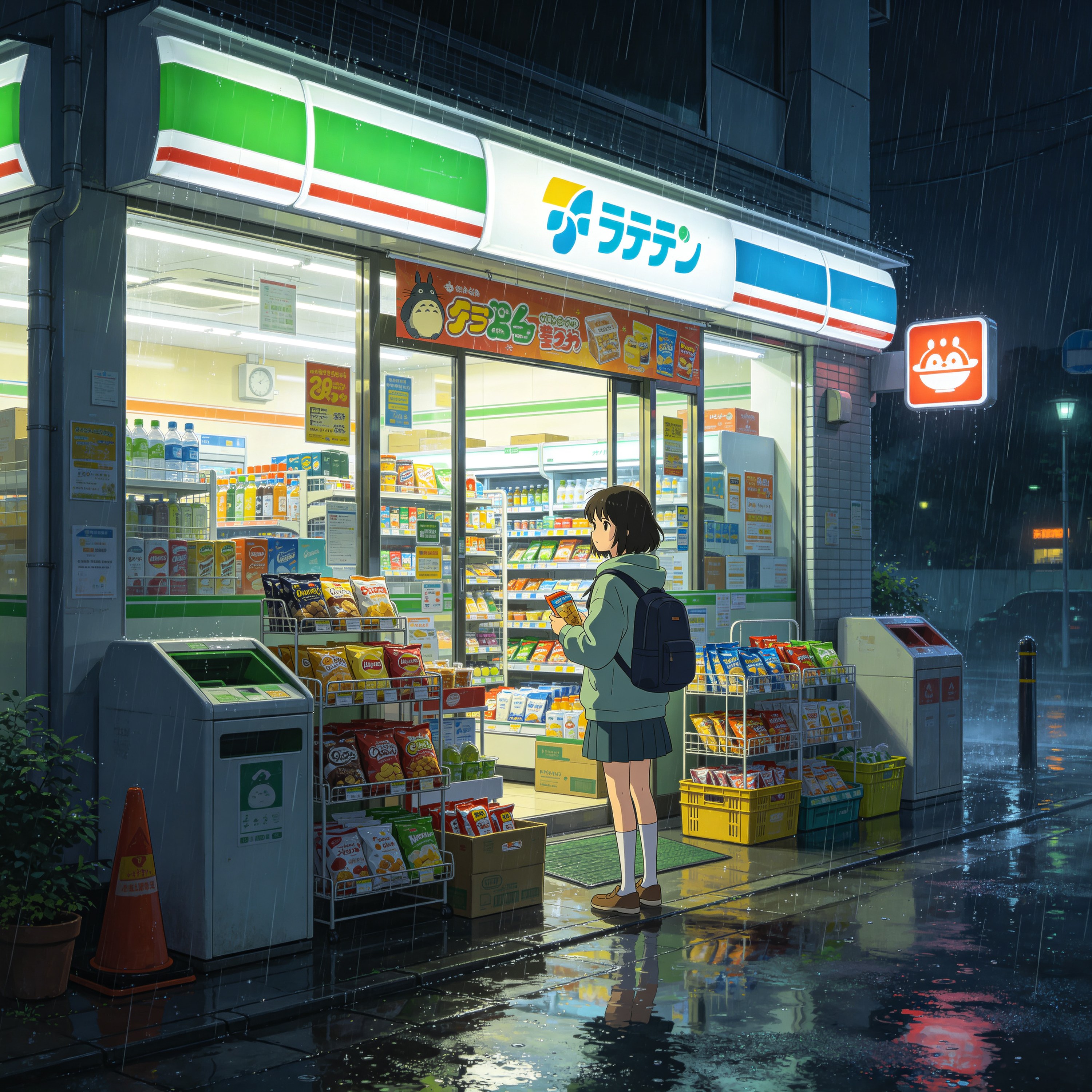 Convenience Store on a Rainy Night