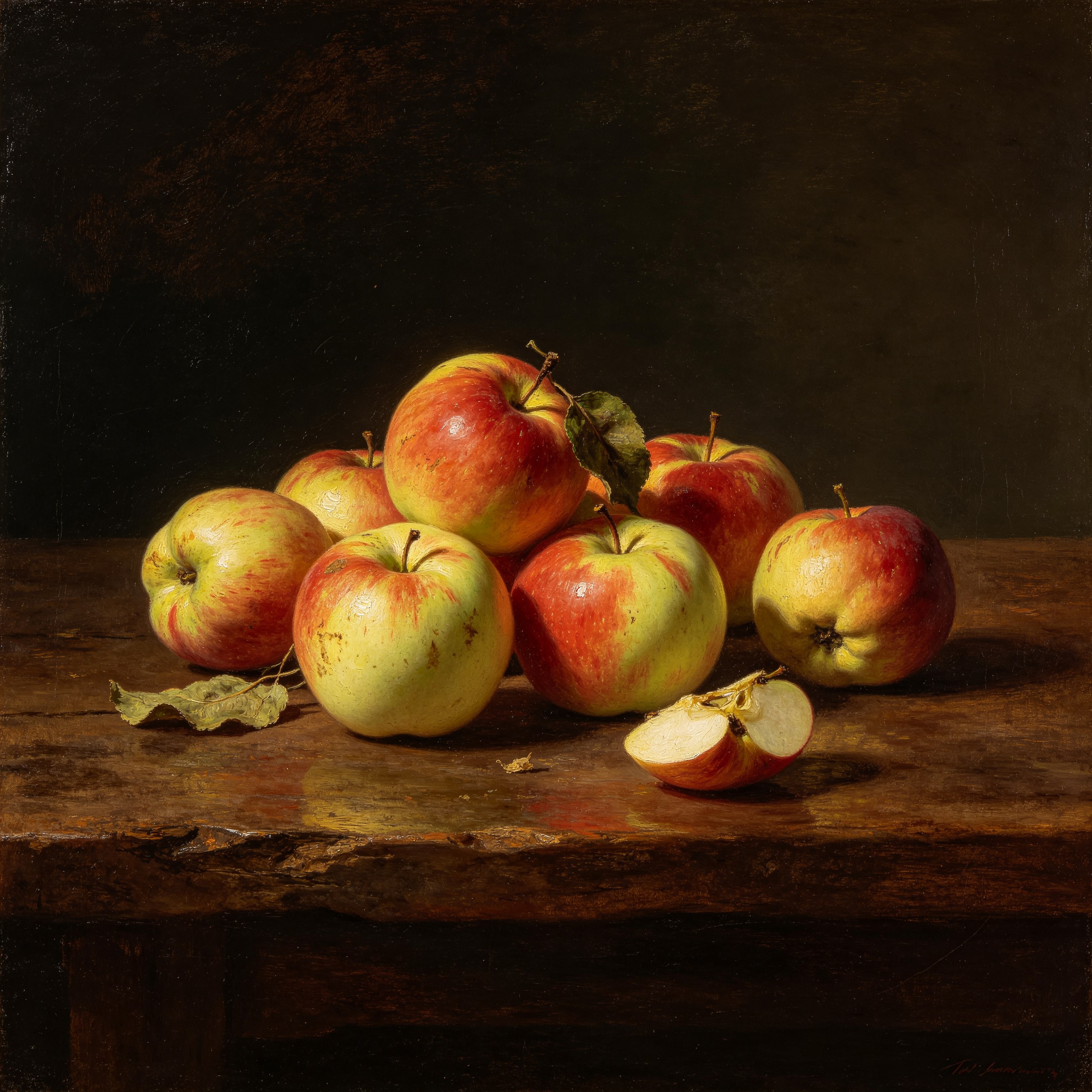 Oil Still Life with Apples