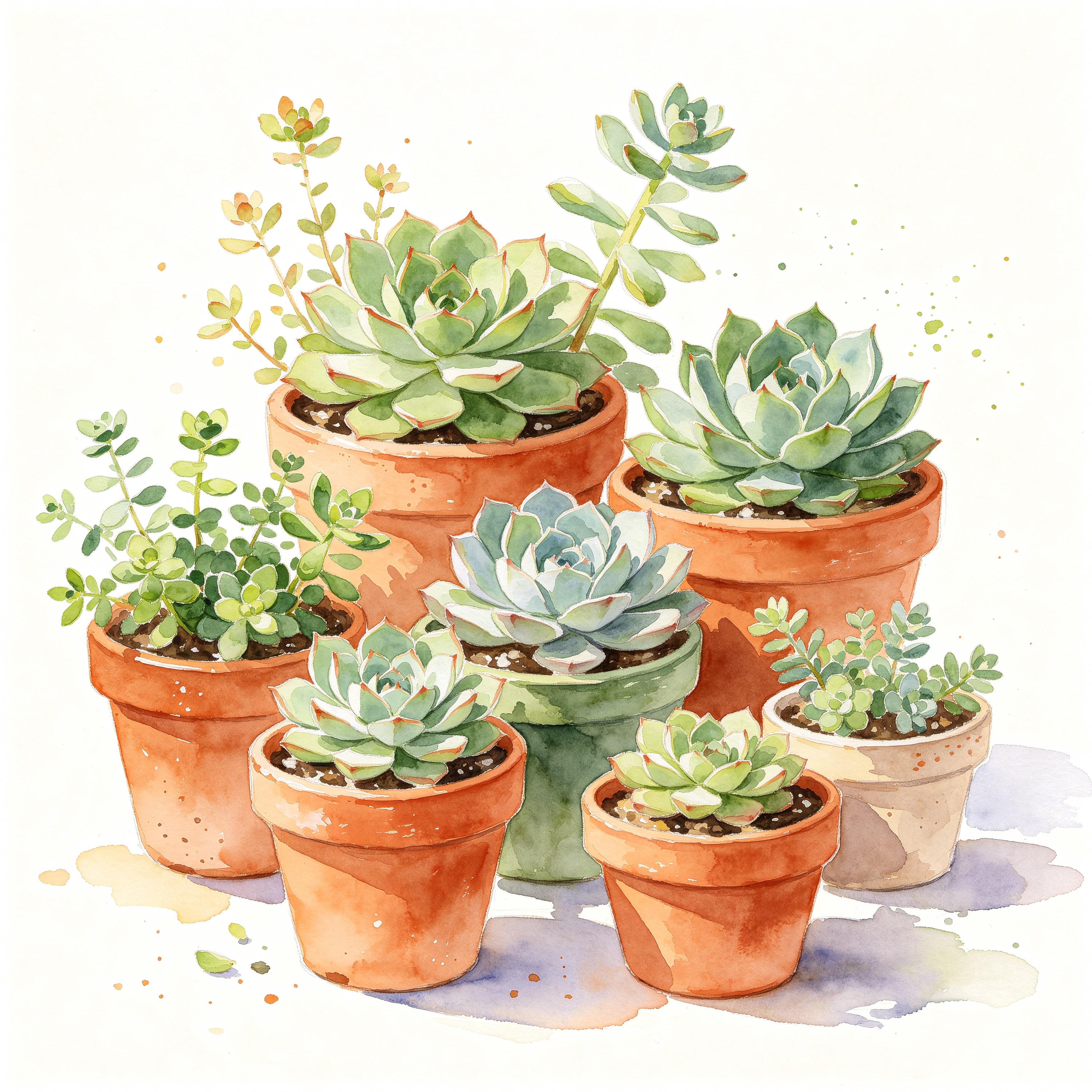 Watercolor Succulents