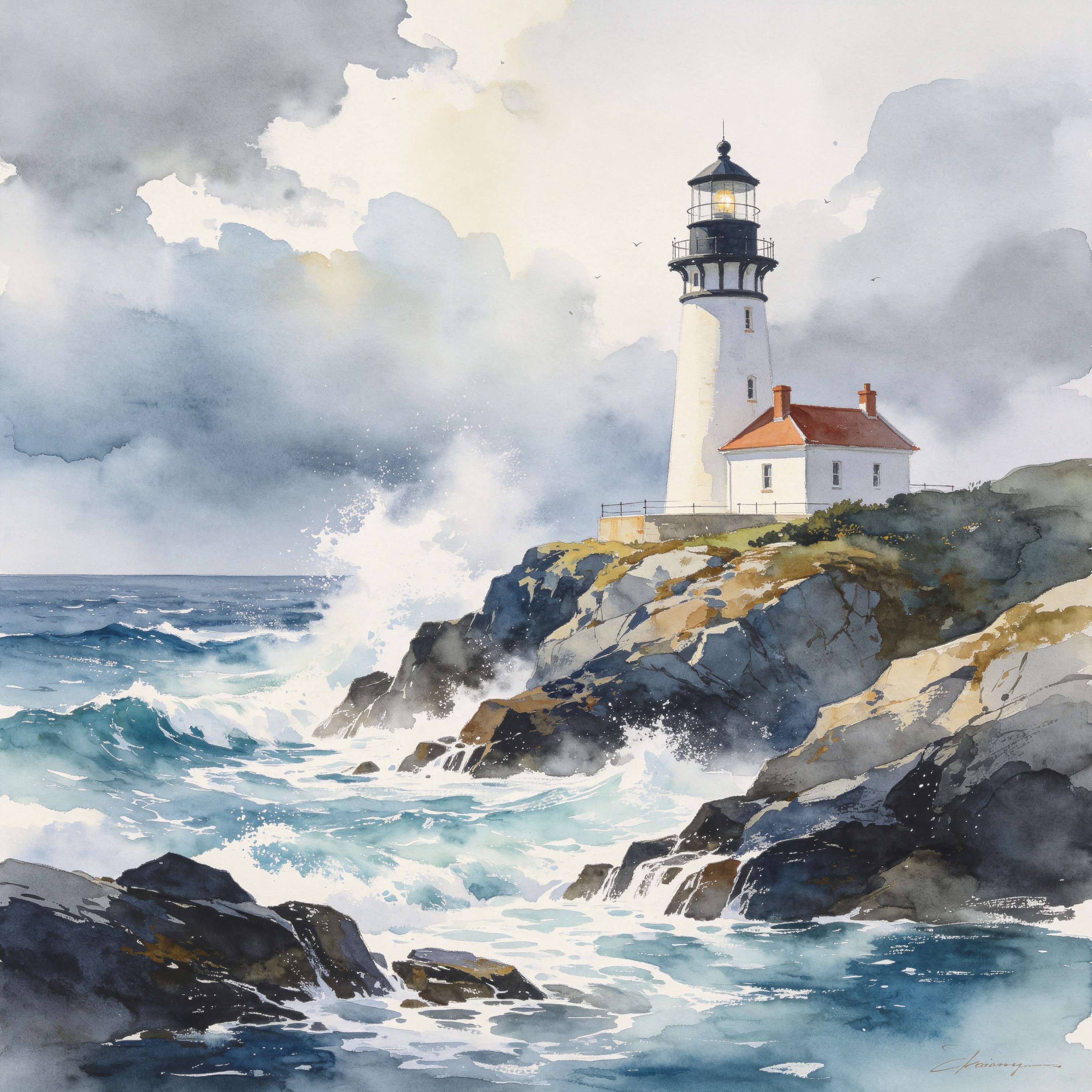 Watercolor Lighthouse