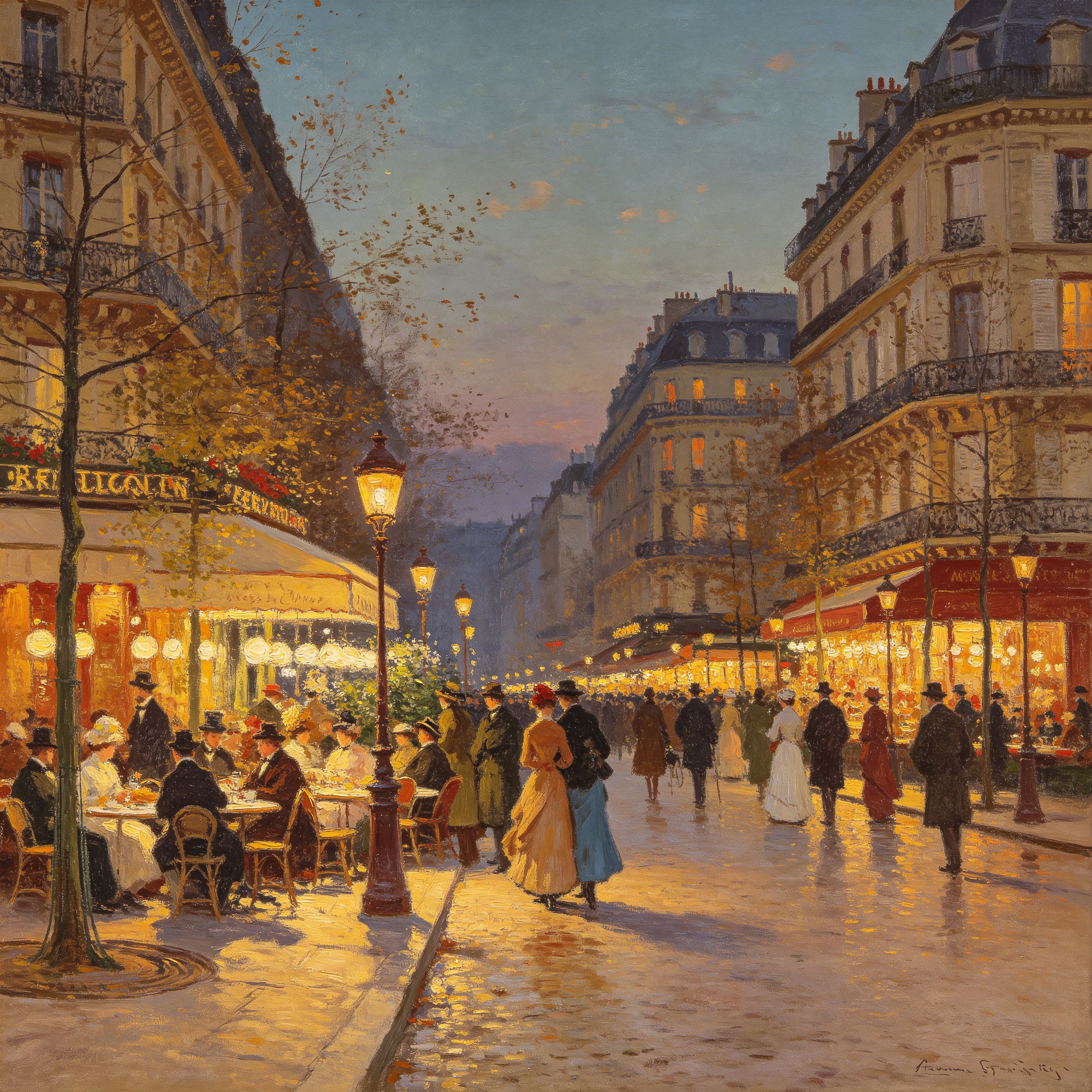 Oil Paris Street Scene