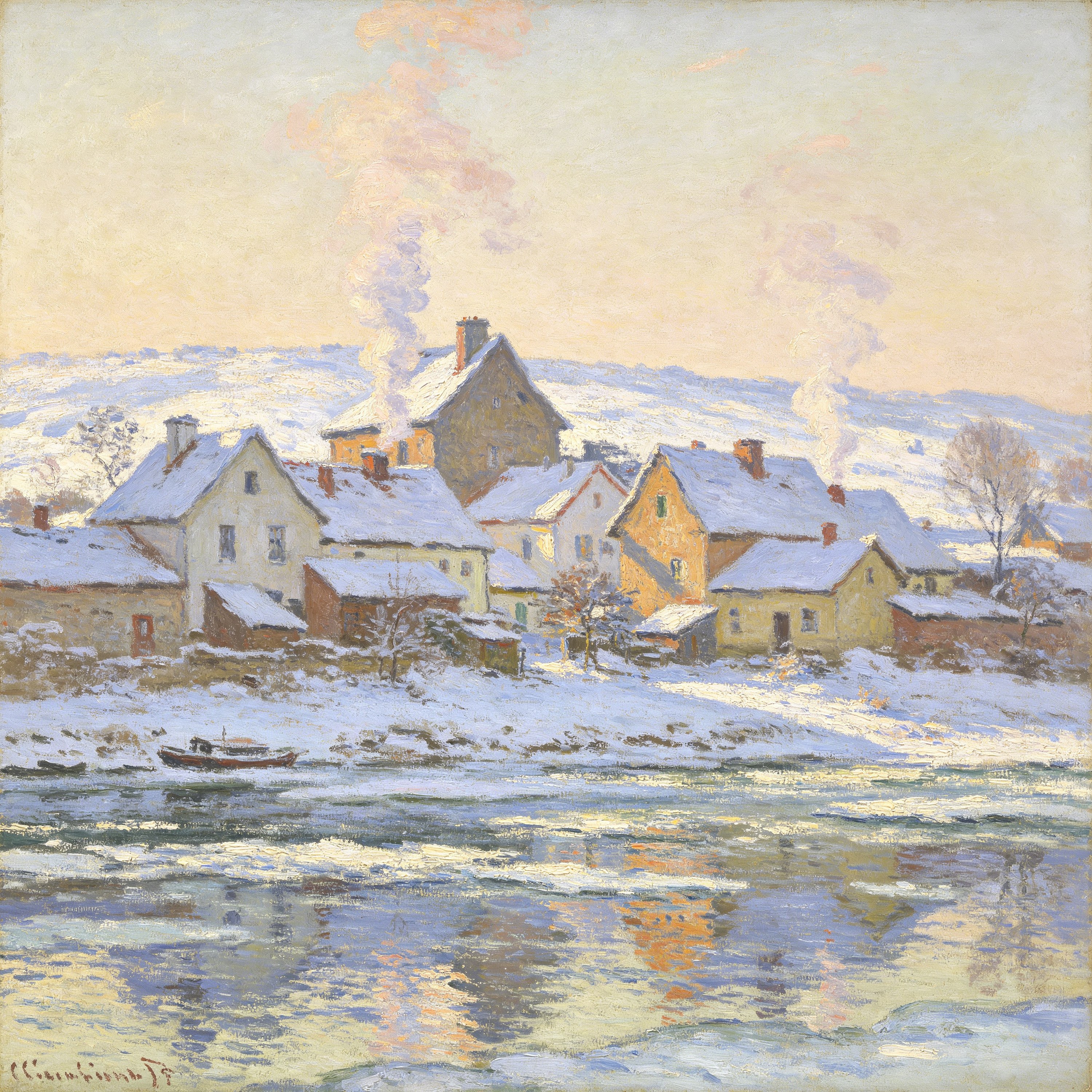 Oil Winter Village