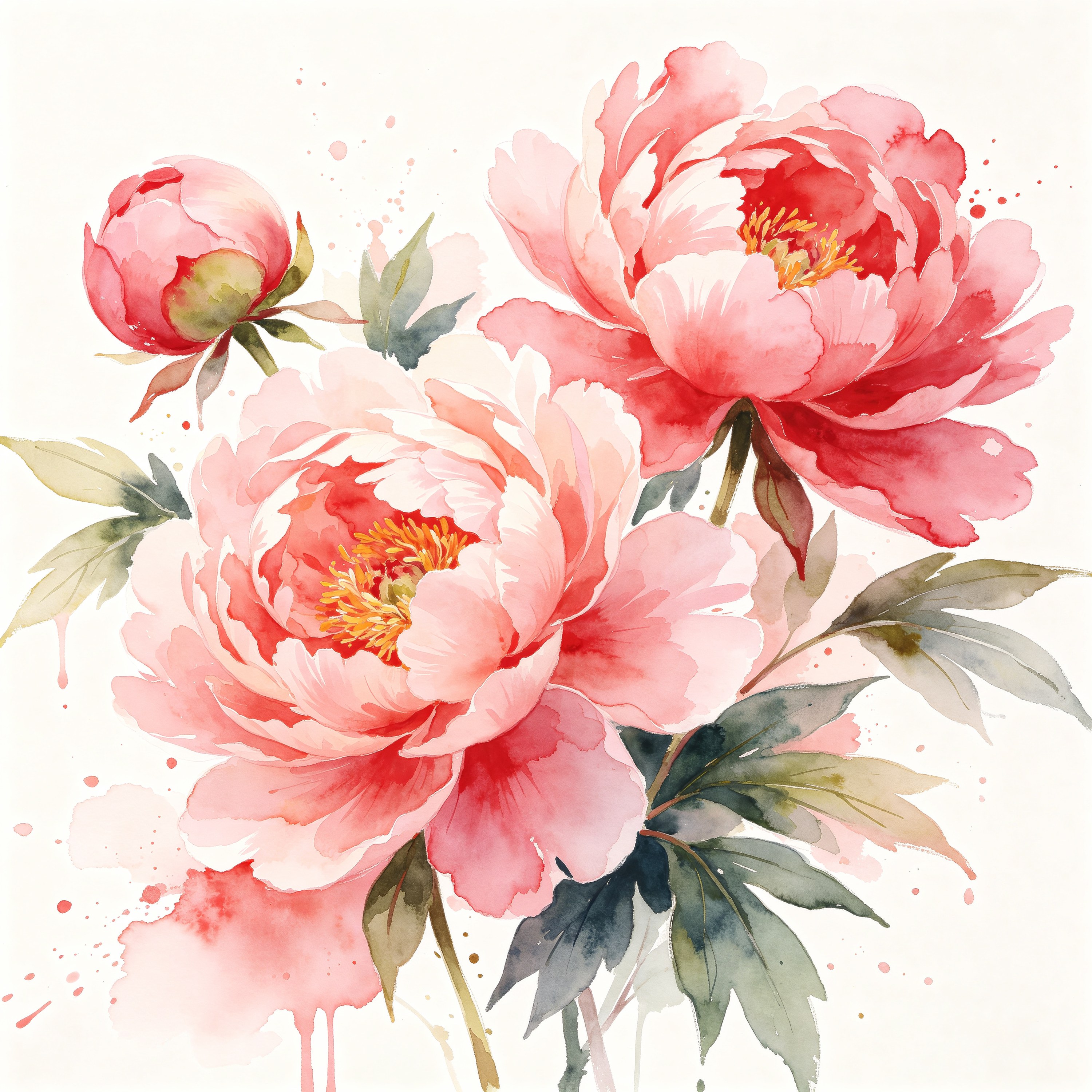 Watercolor Peony