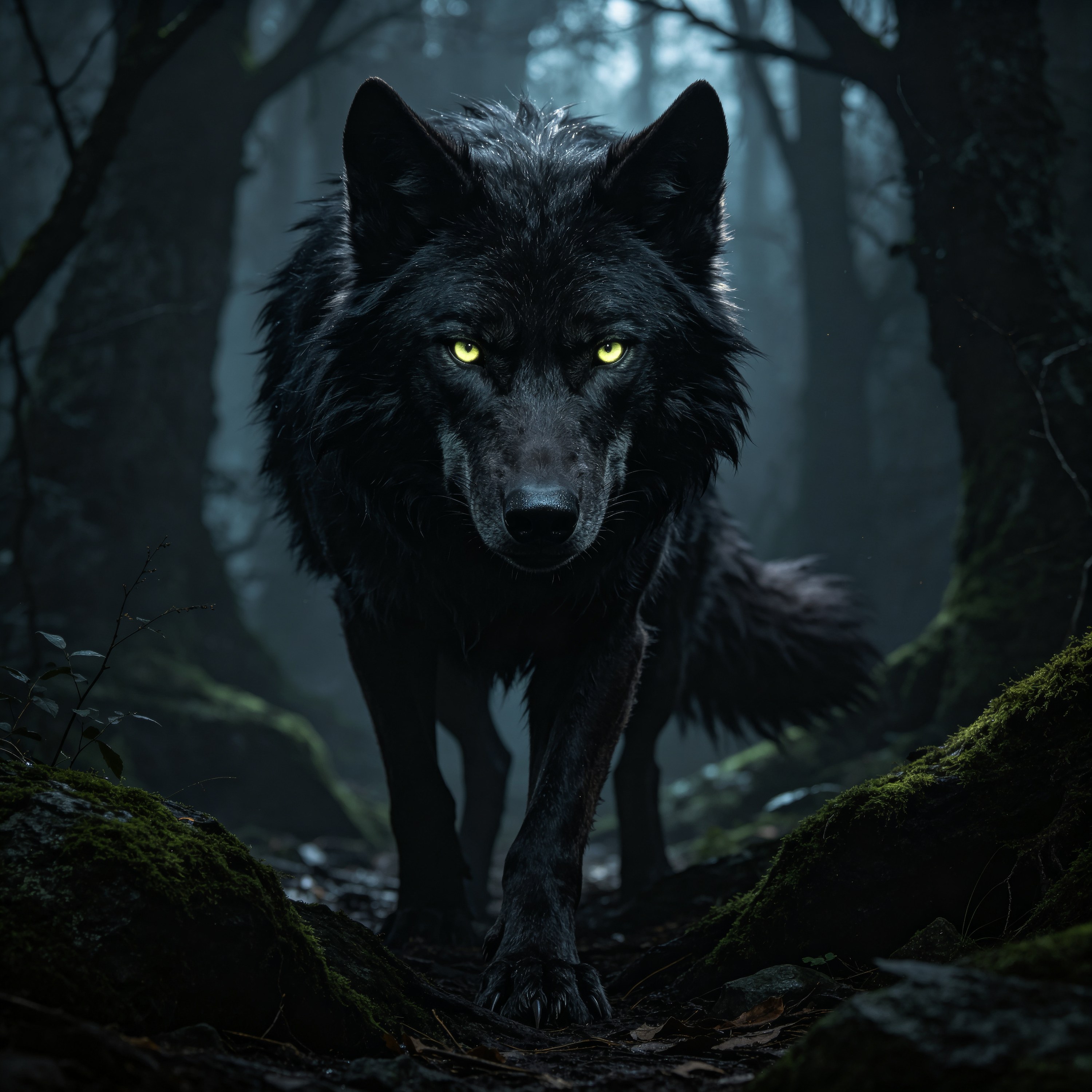 Dark Gothic Black Wolf