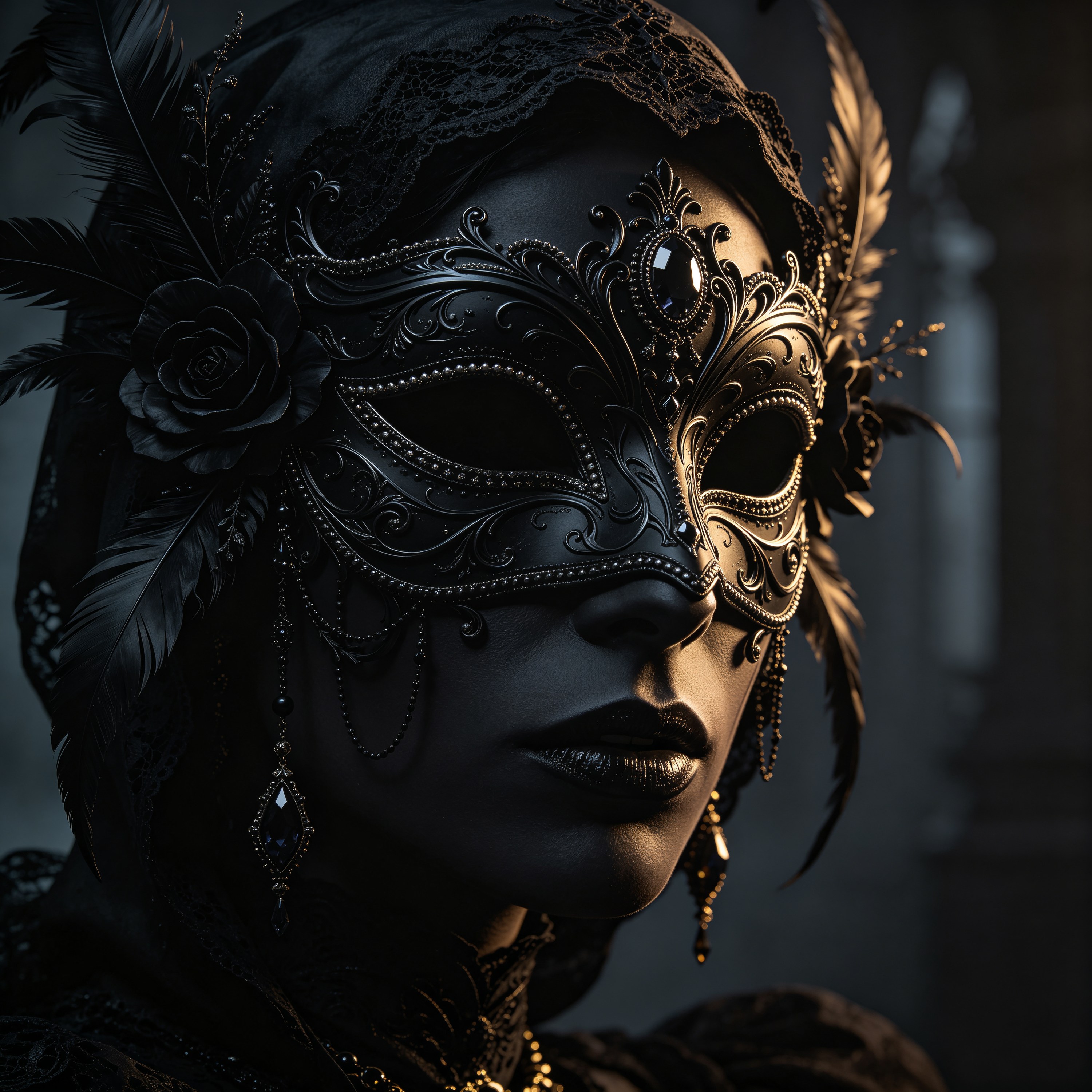 Dark Gothic Black Mask