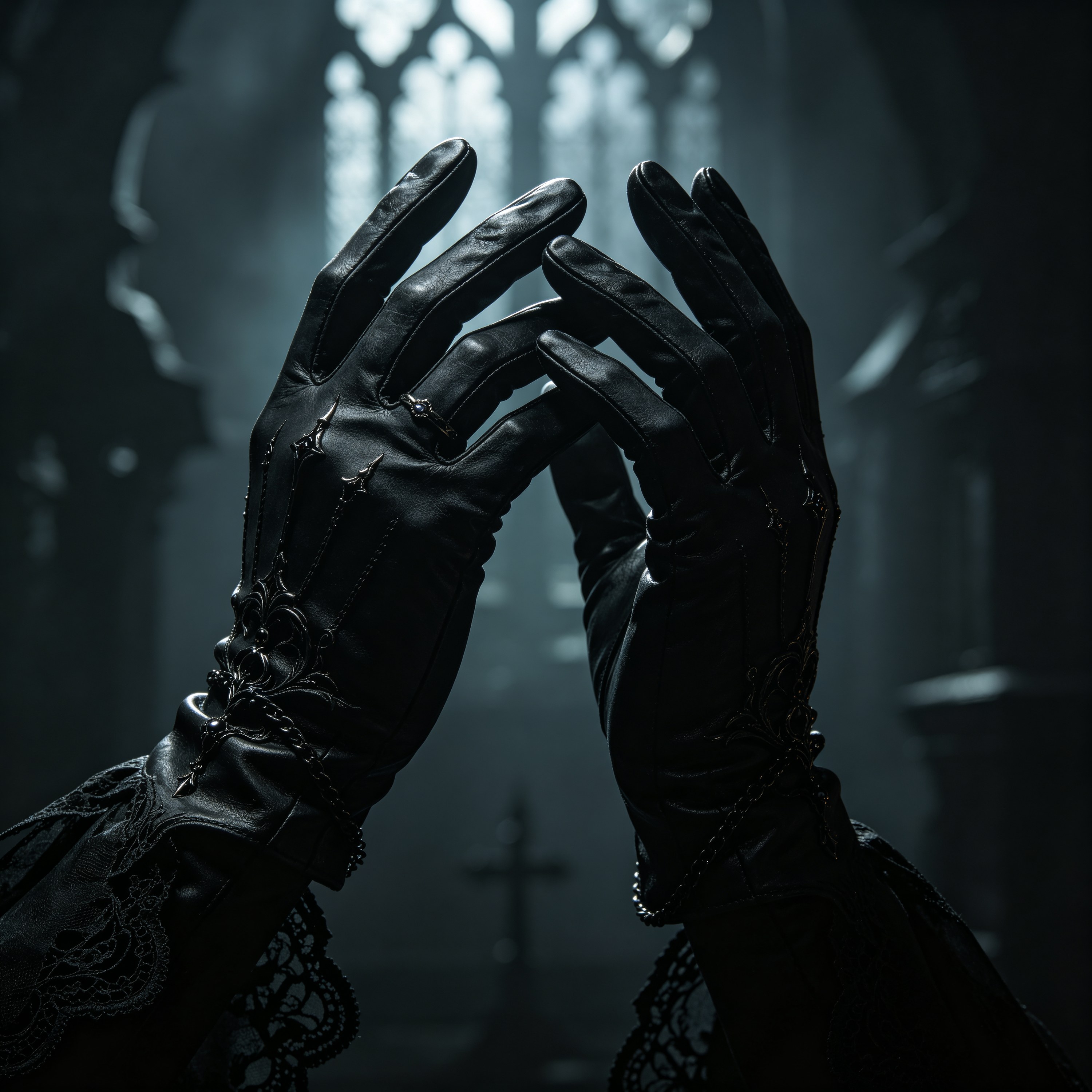 Dark Gothic Black Gloves