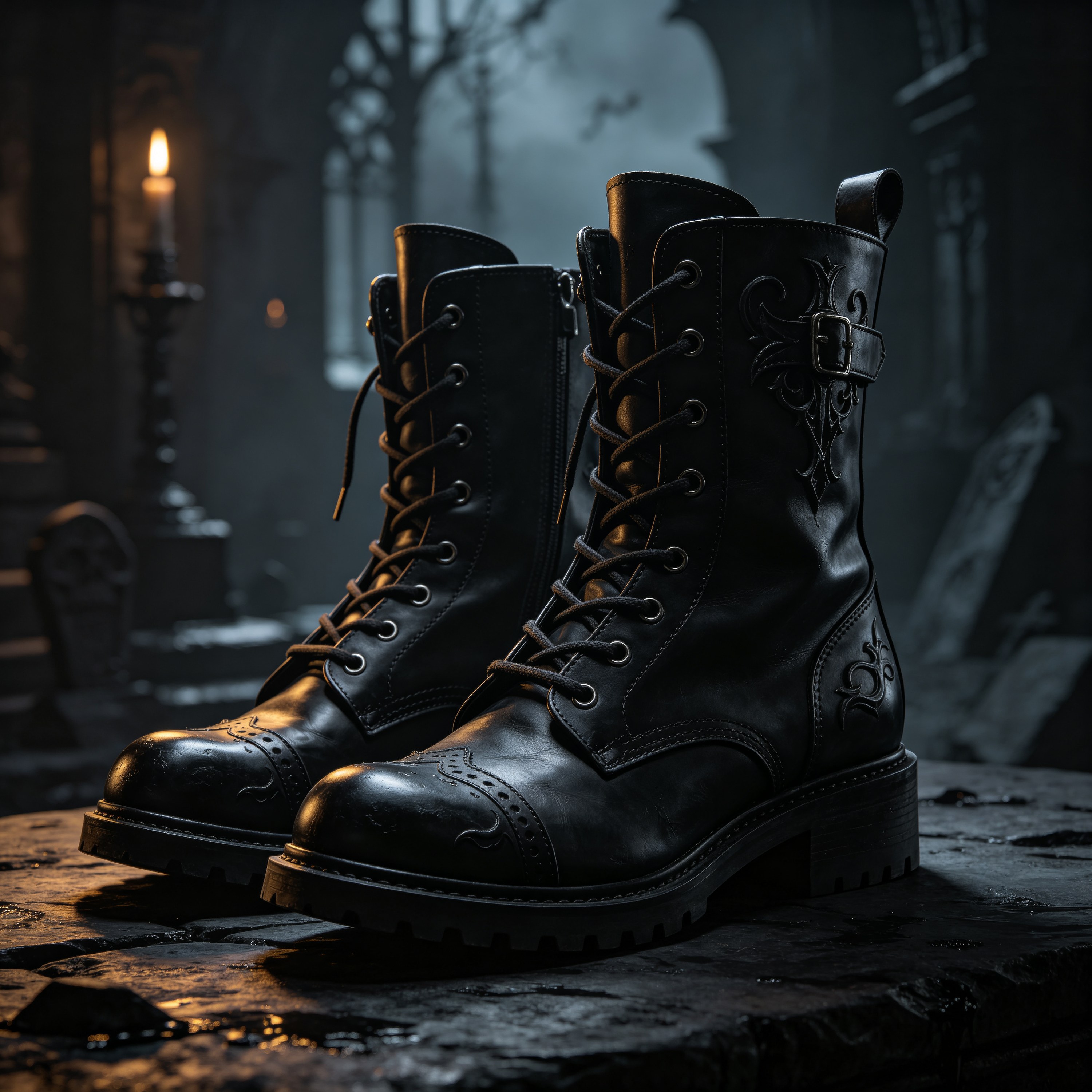 Dark Gothic Black Boots