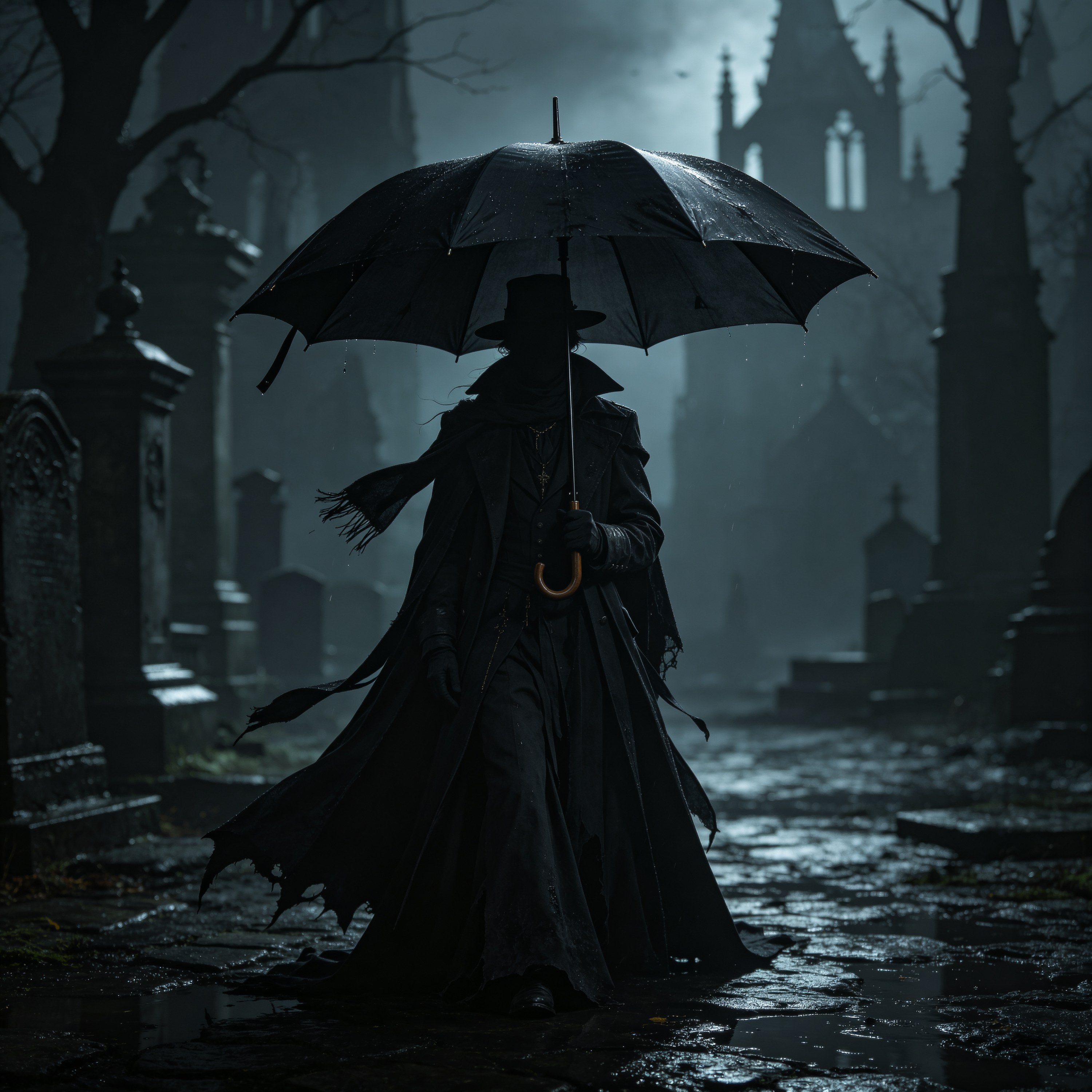 Dark Gothic Black Umbrella