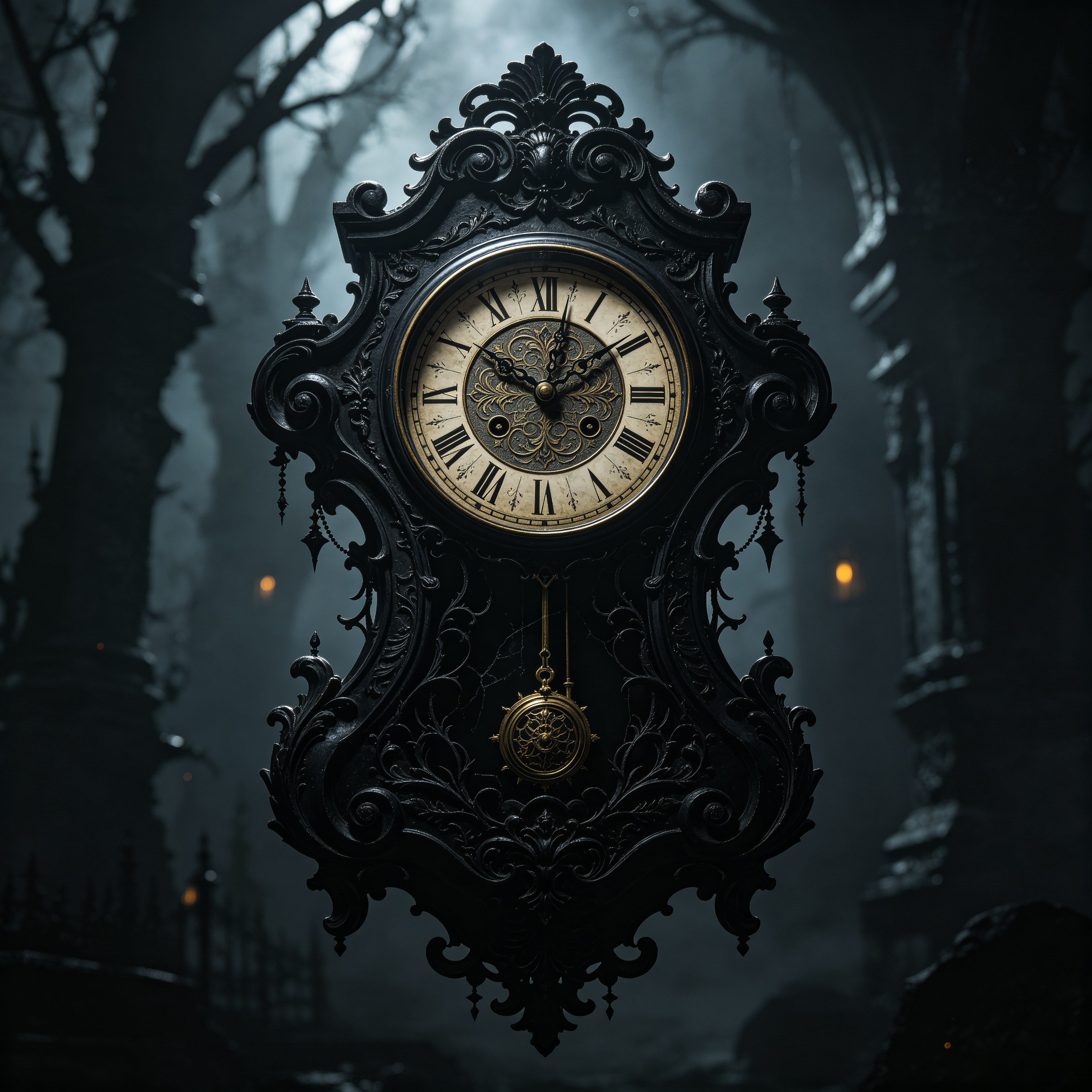 Dark Gothic Black Clock