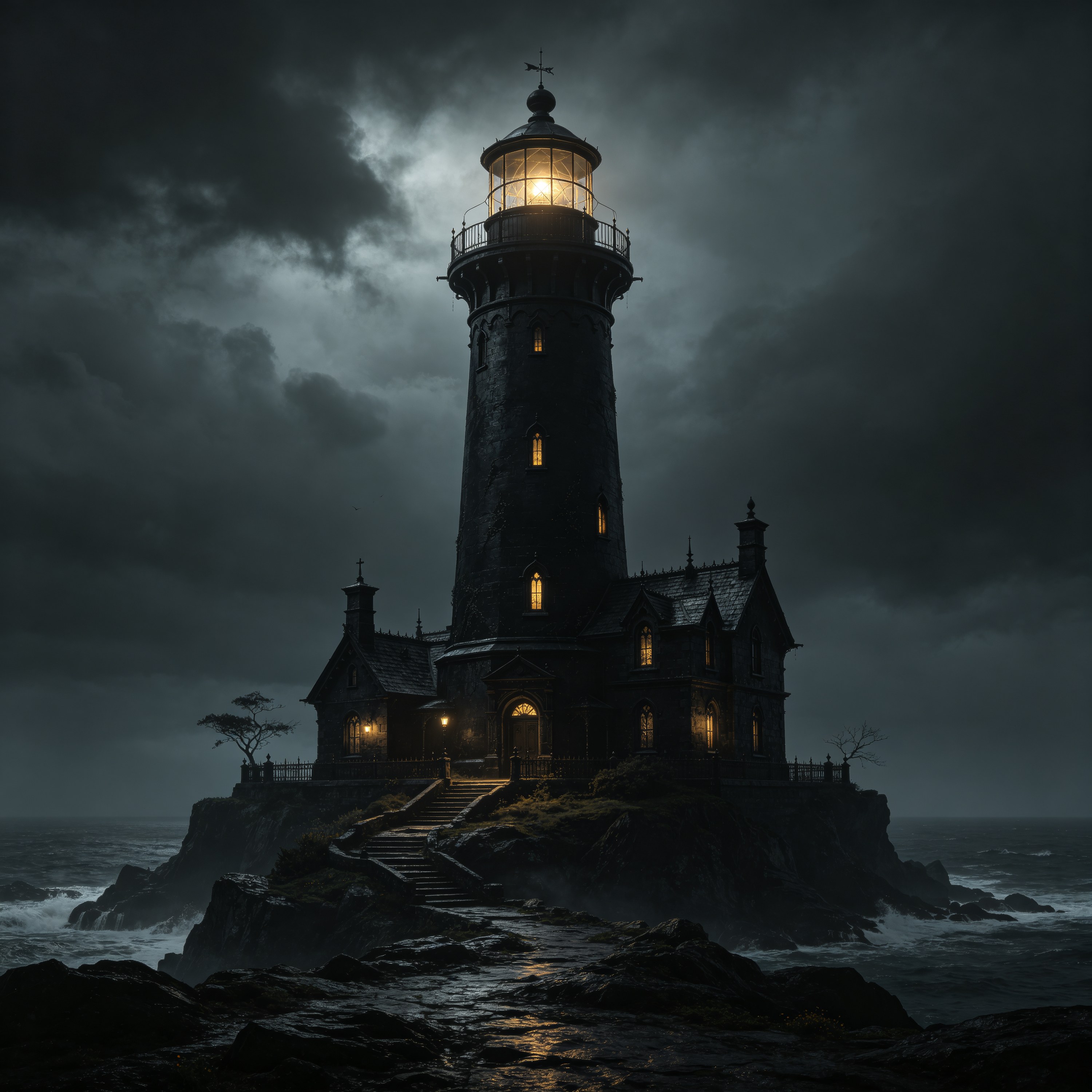 Dark Gothic Black Lighthouse