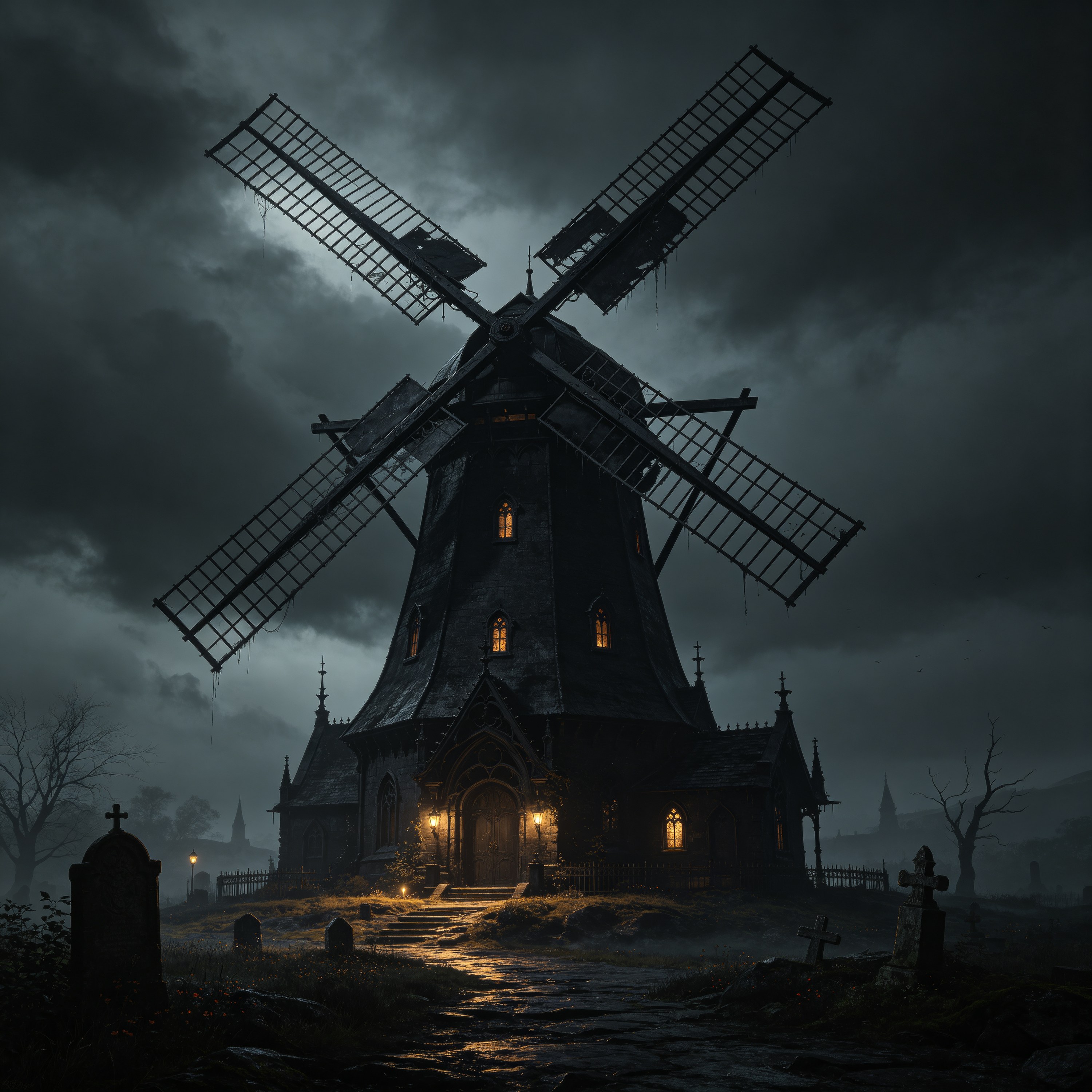Dark Gothic Black Windmill