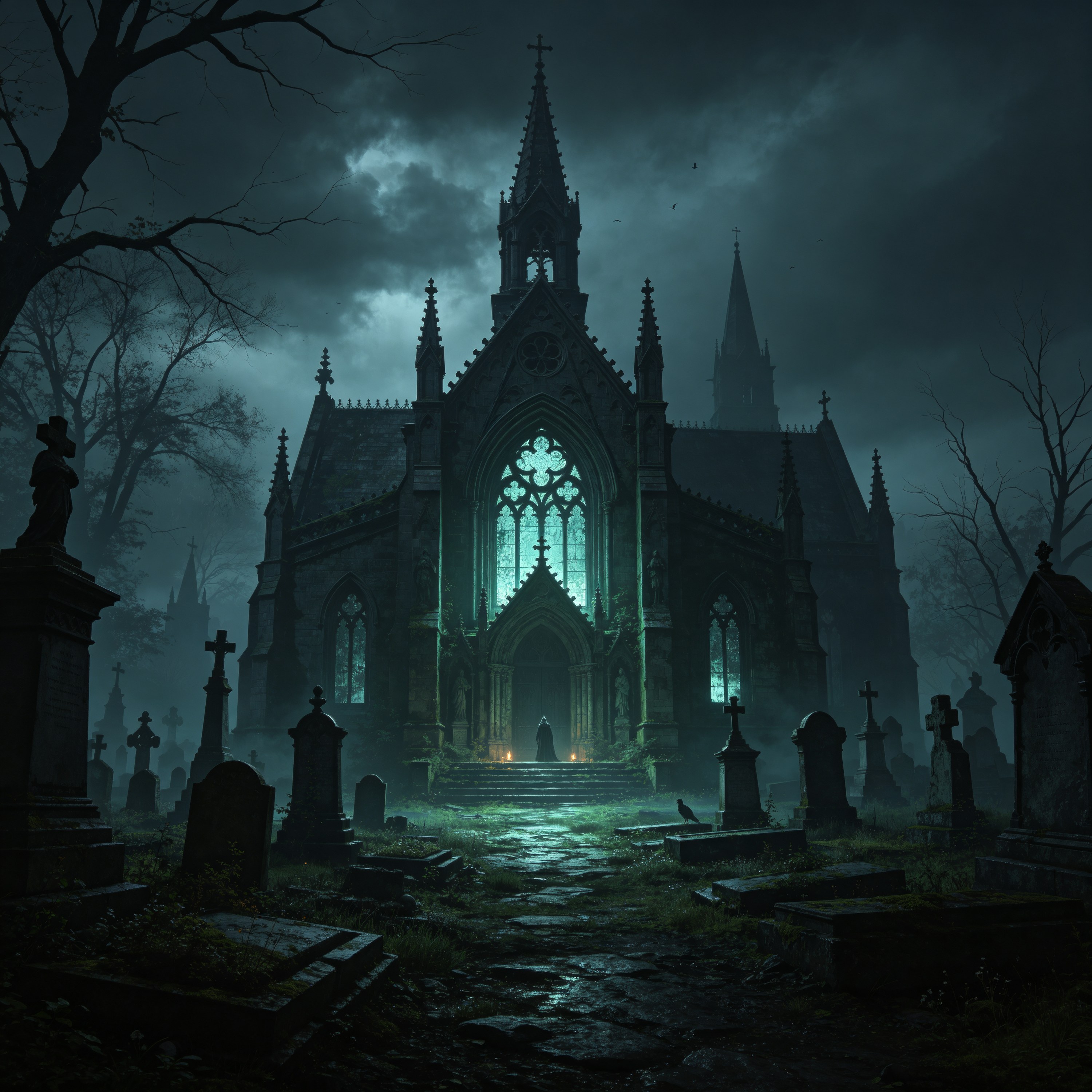 Dark Gothic Graveyard Chapel