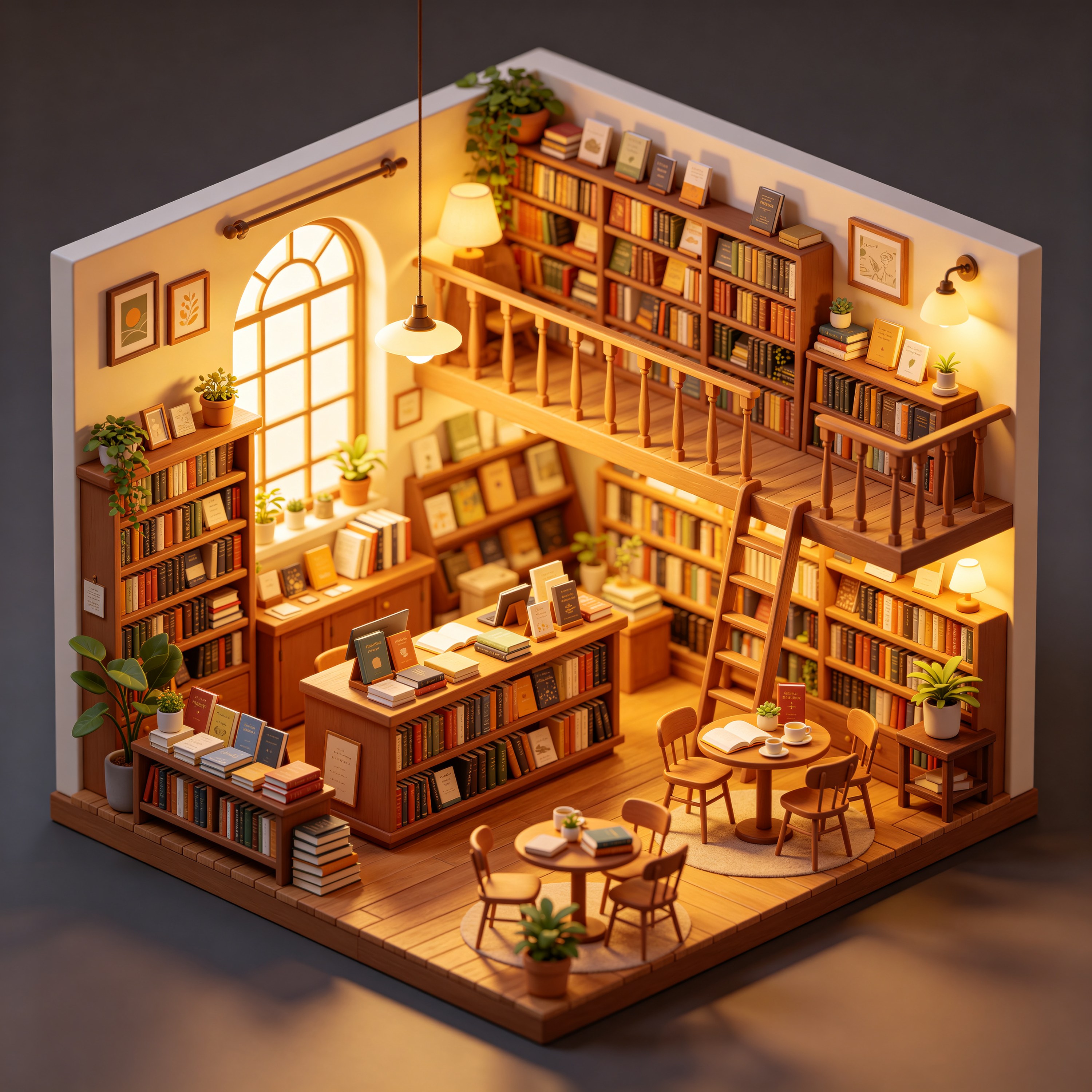 3D Isometric Bookstore