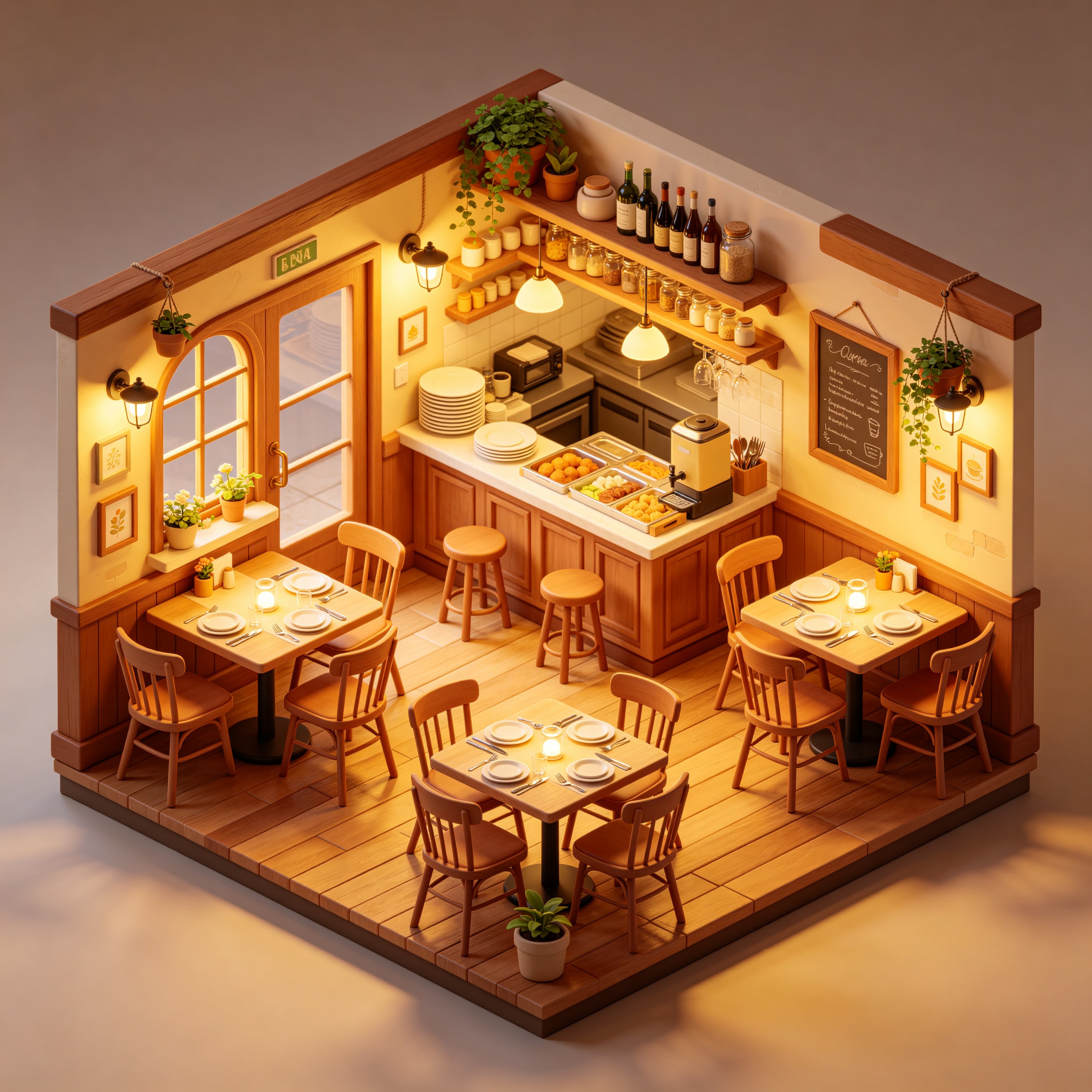 3D Isometric Restaurant