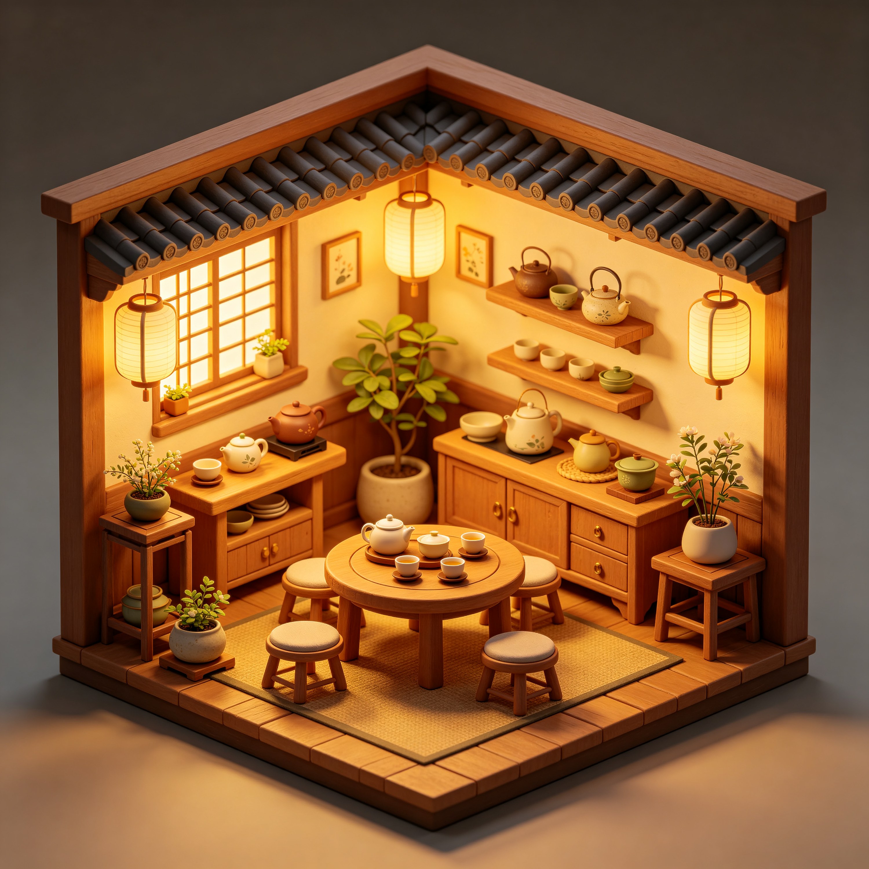 3D Isometric Tea House