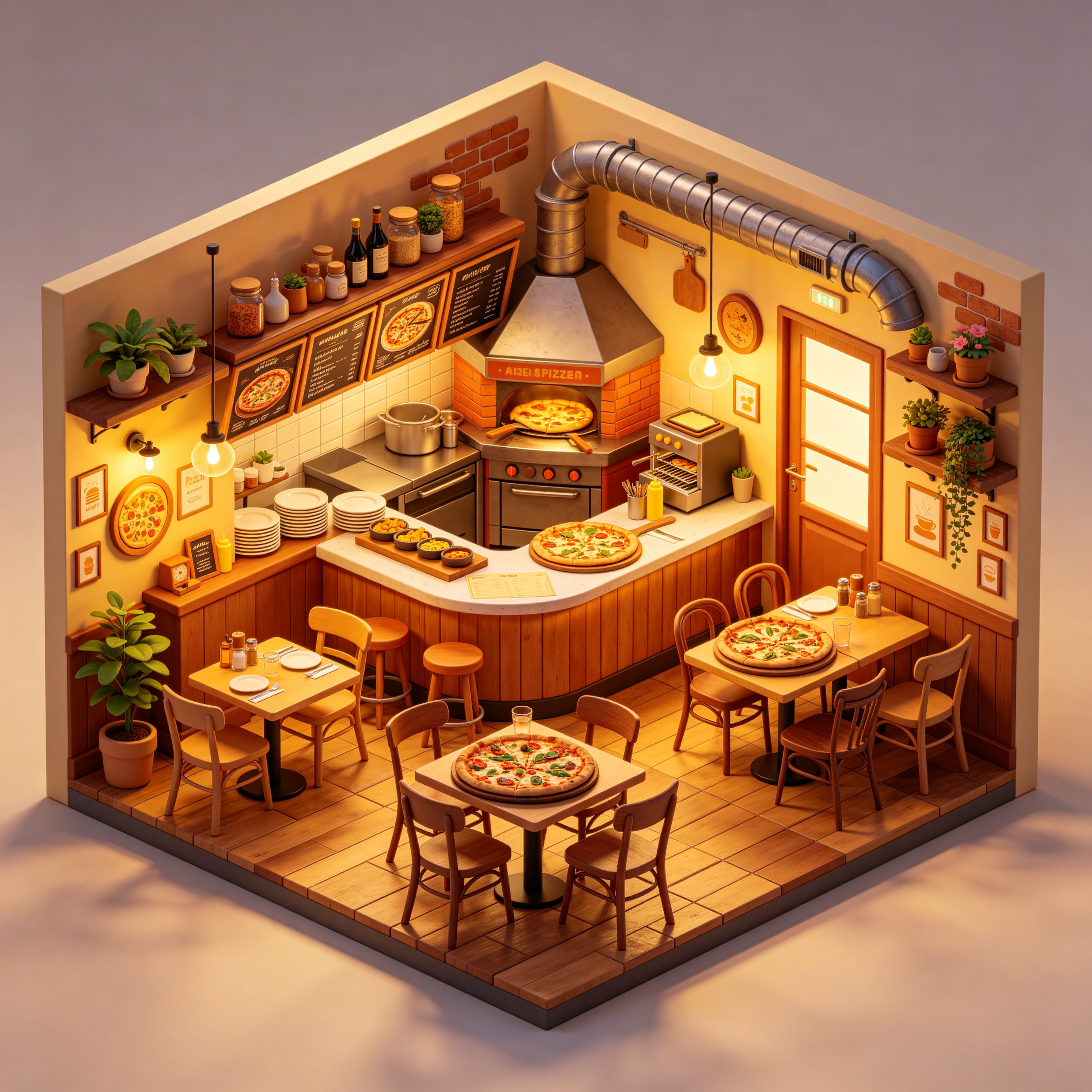 3D Isometric Pizza Place