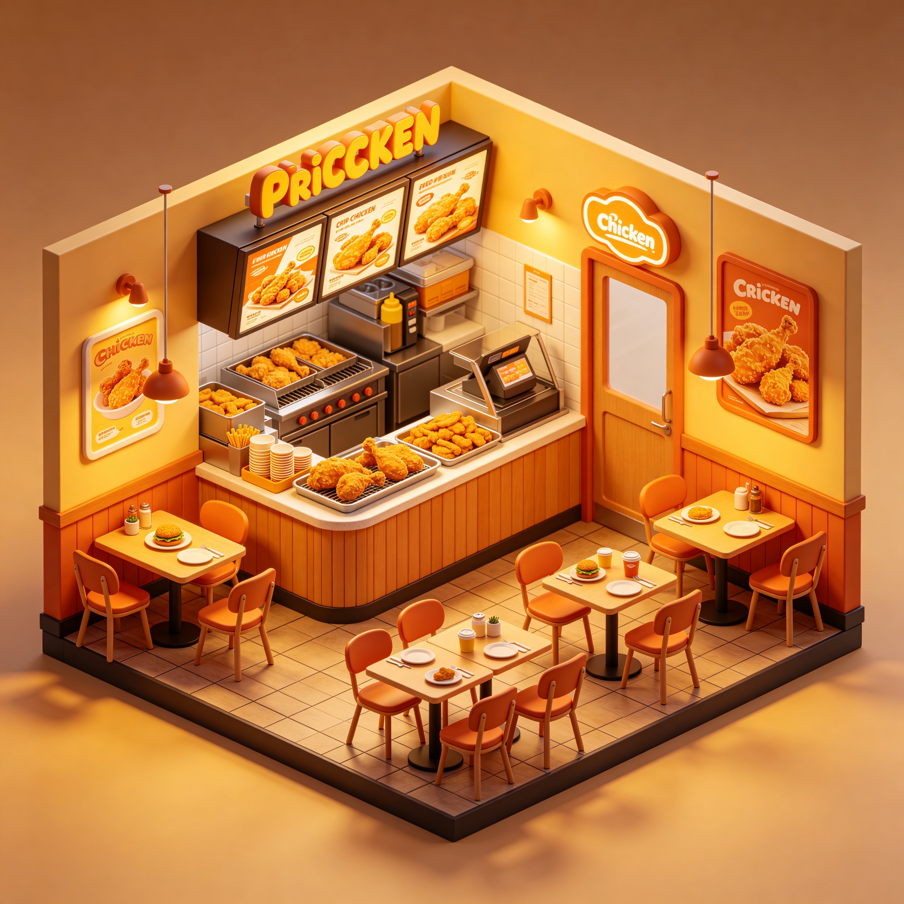 3D Isometric Fried Chicken