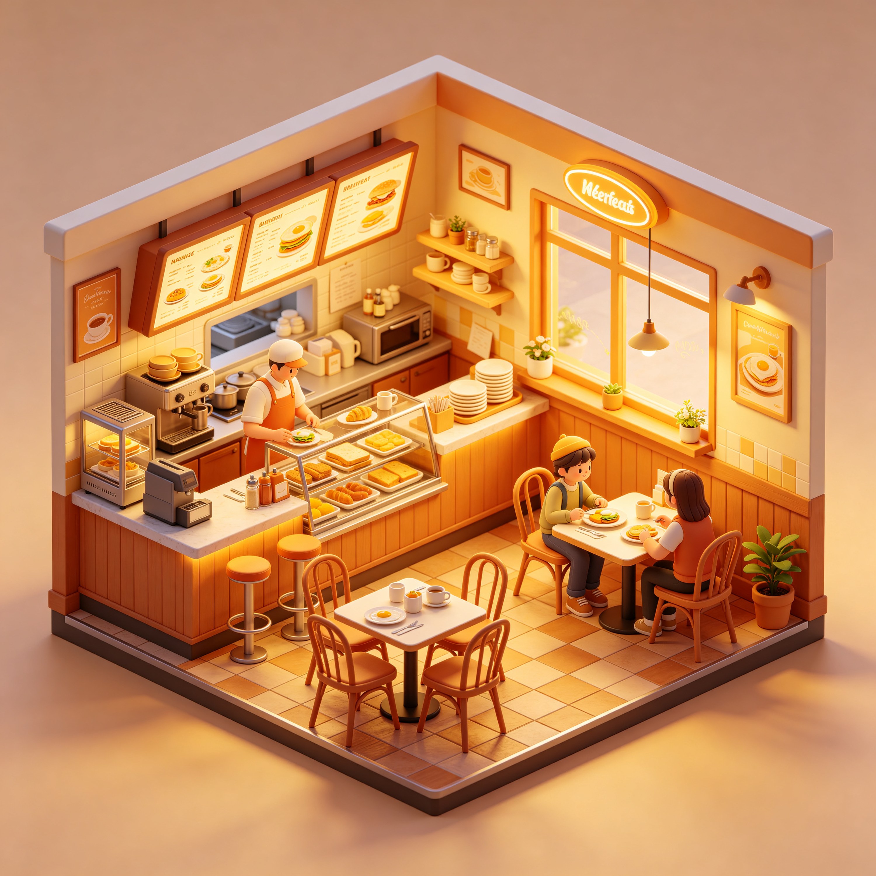 3D Isometric Breakfast Diner