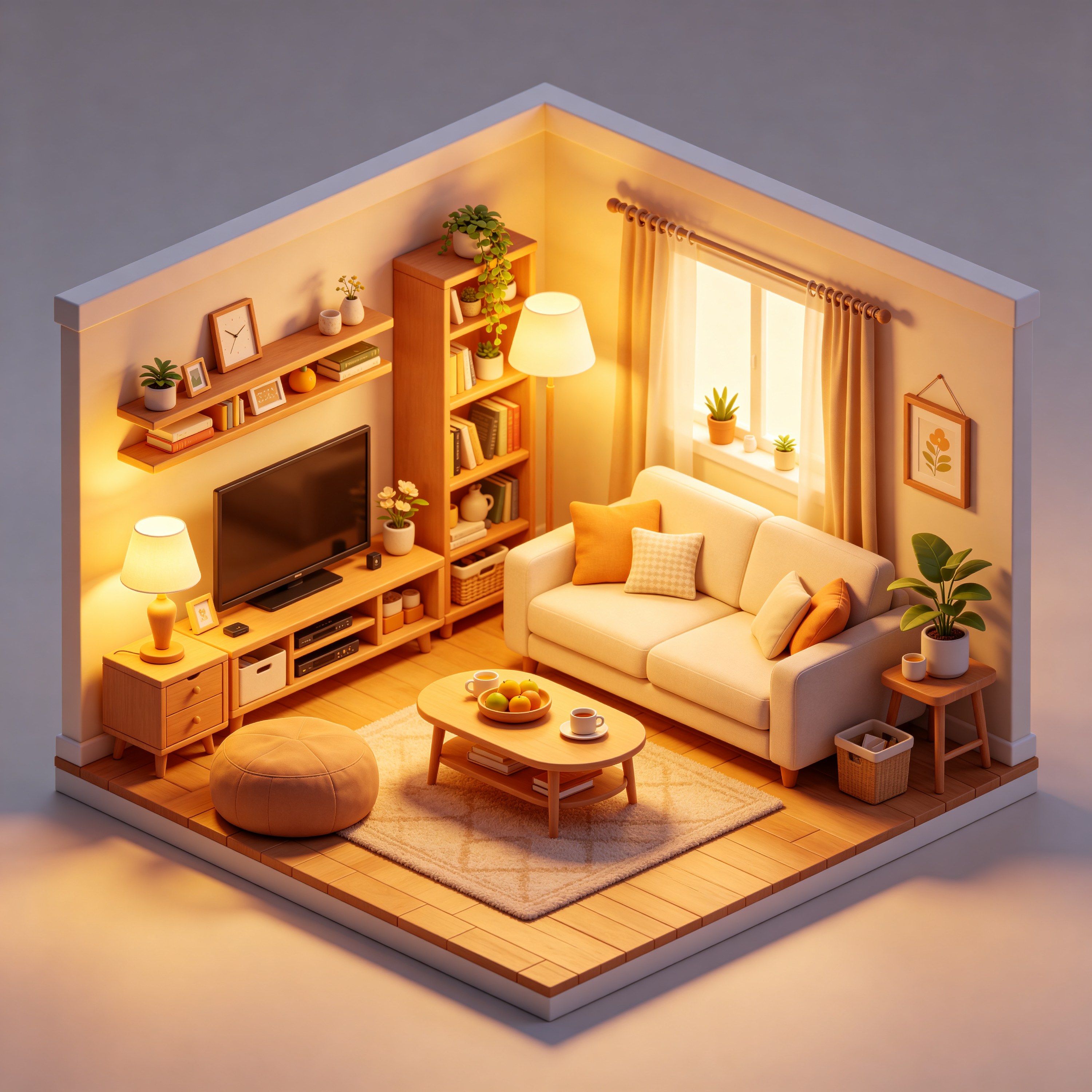 3D Isometric Living Room