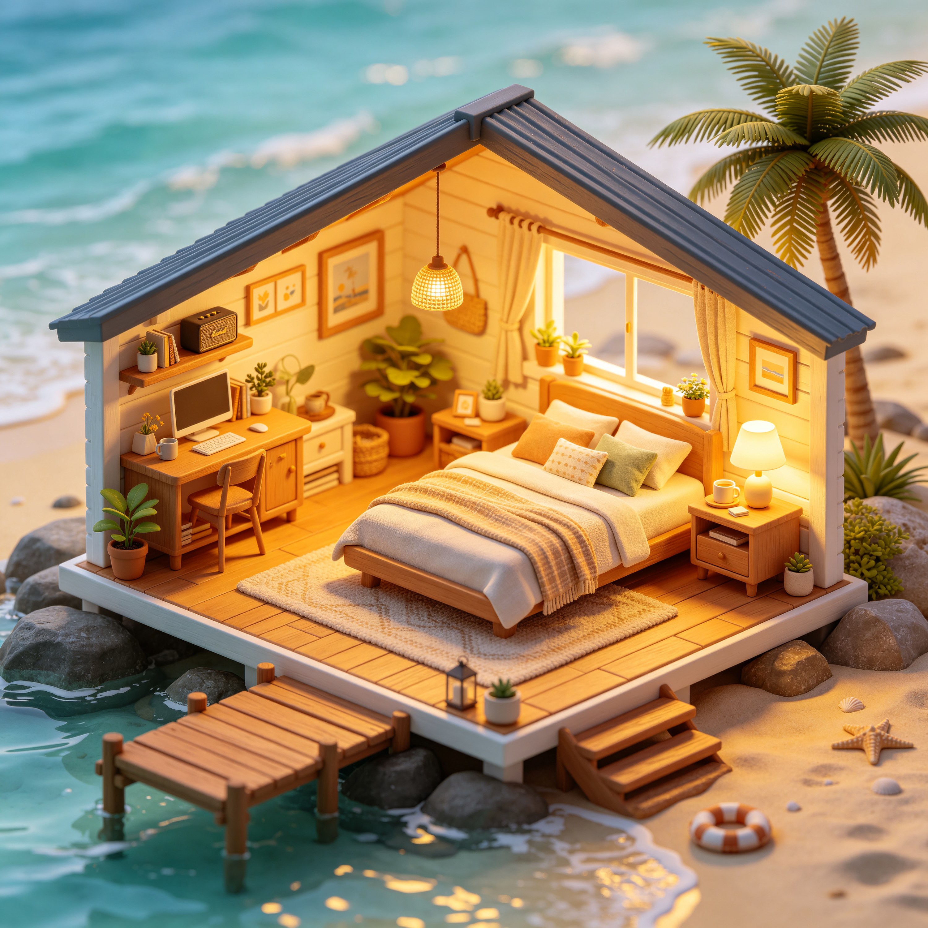 3D Isometric Seaside Cottage