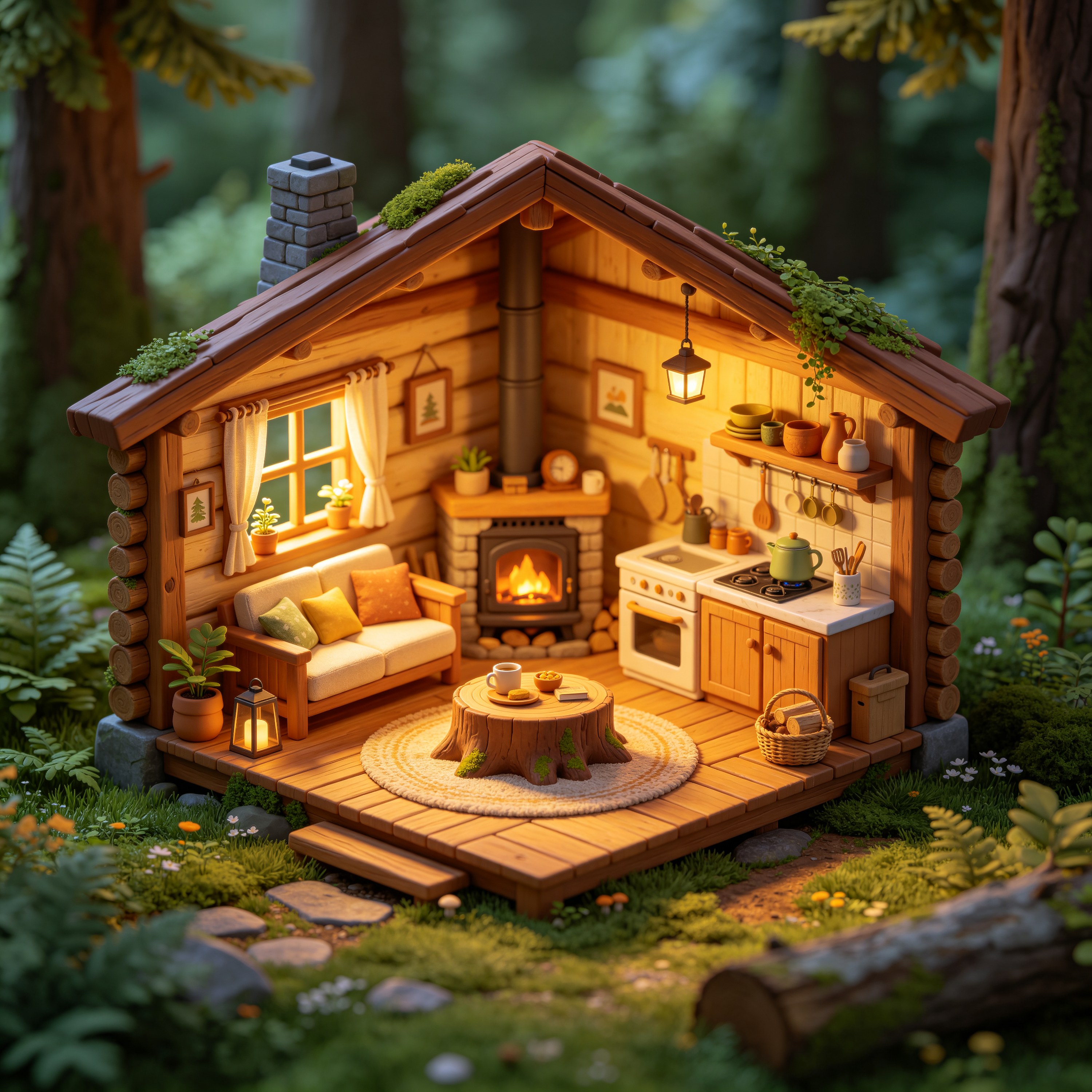 3D Isometric Forest Cottage