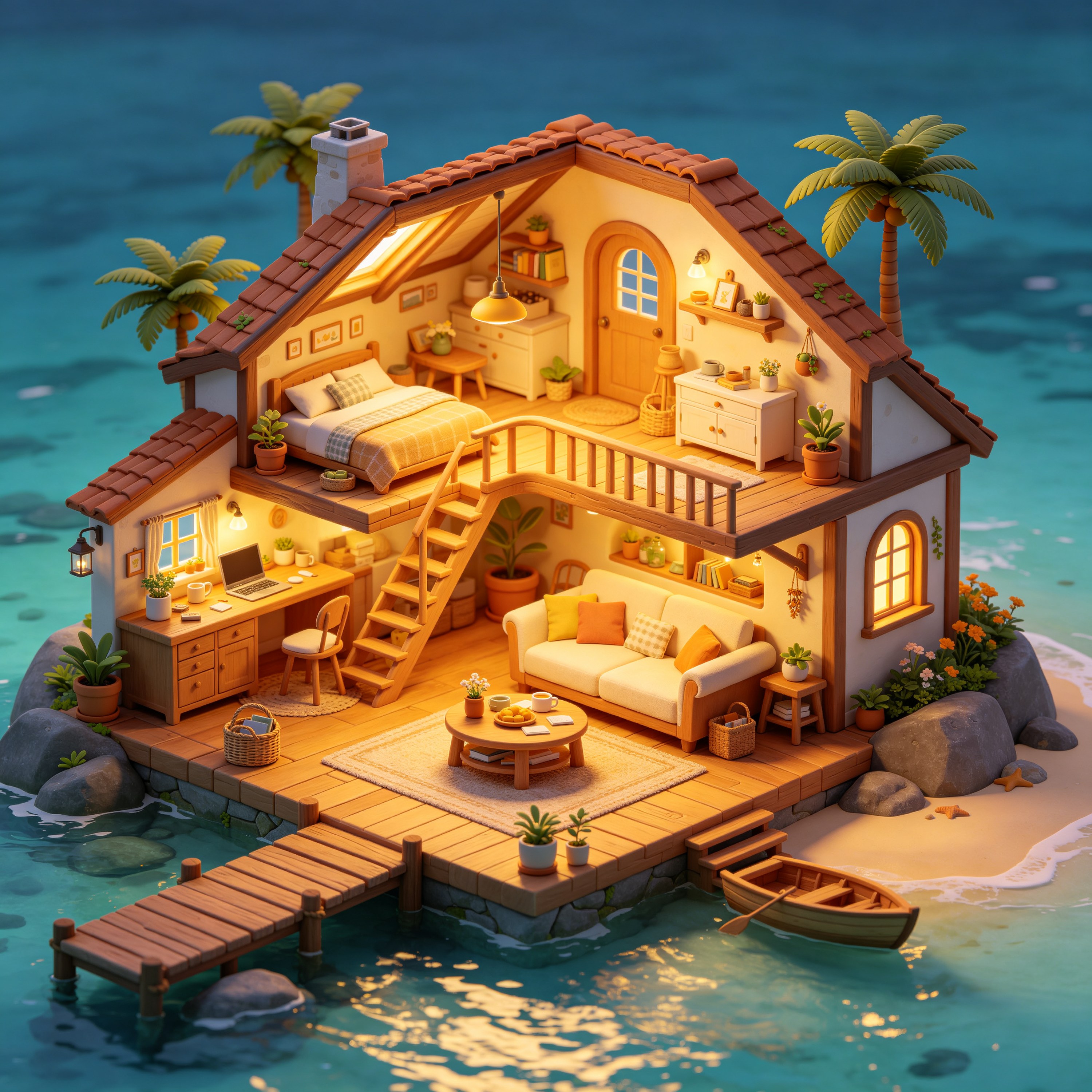 3D Isometric Island Cottage