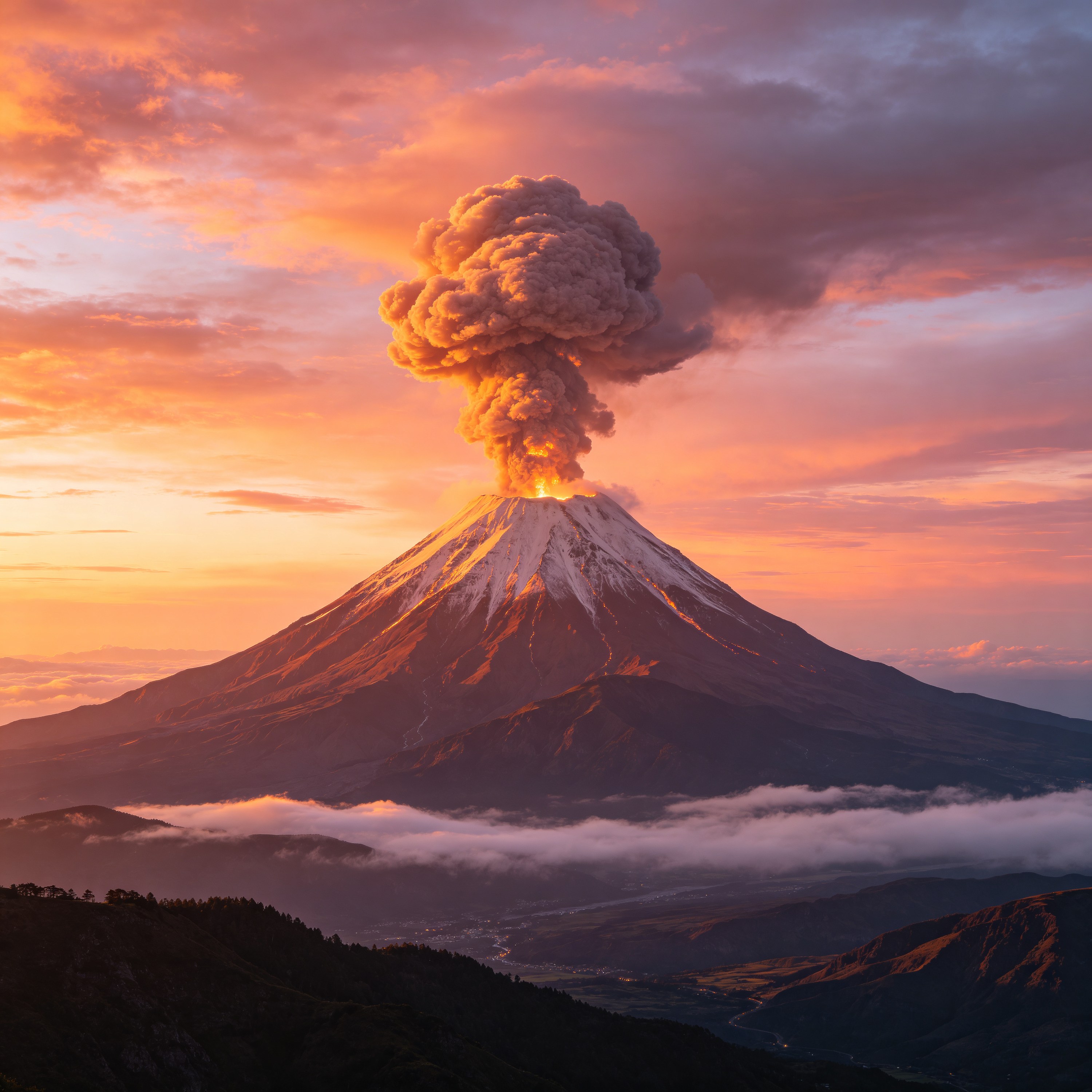 Surreal Volcano Sunset