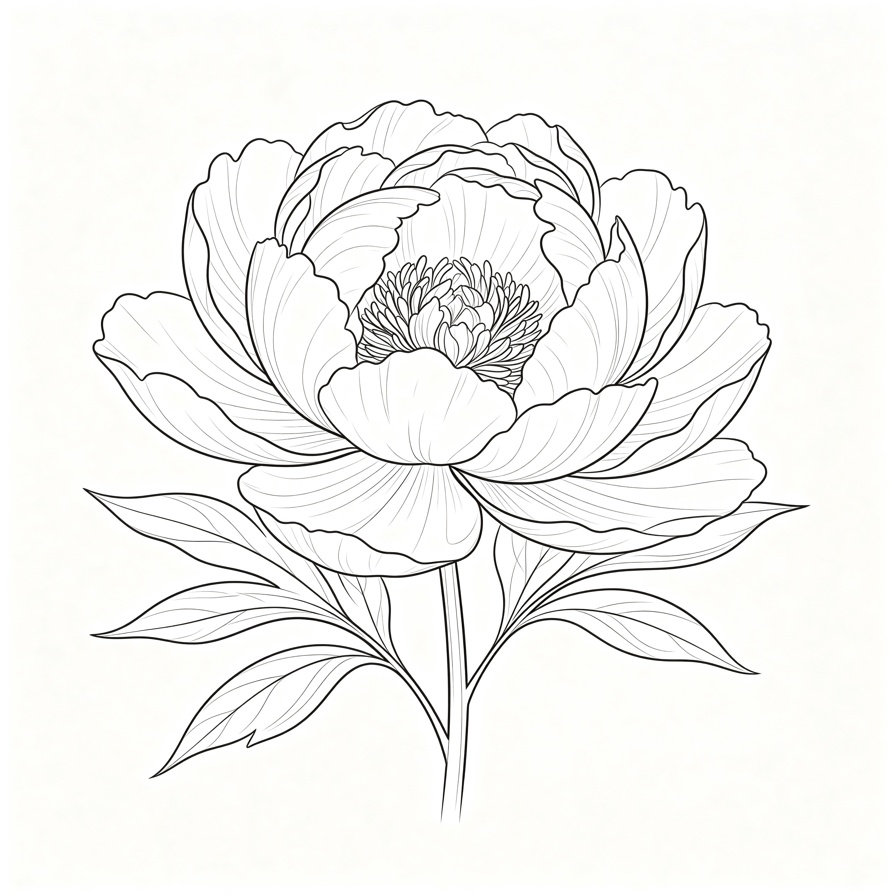 Single-line Peony