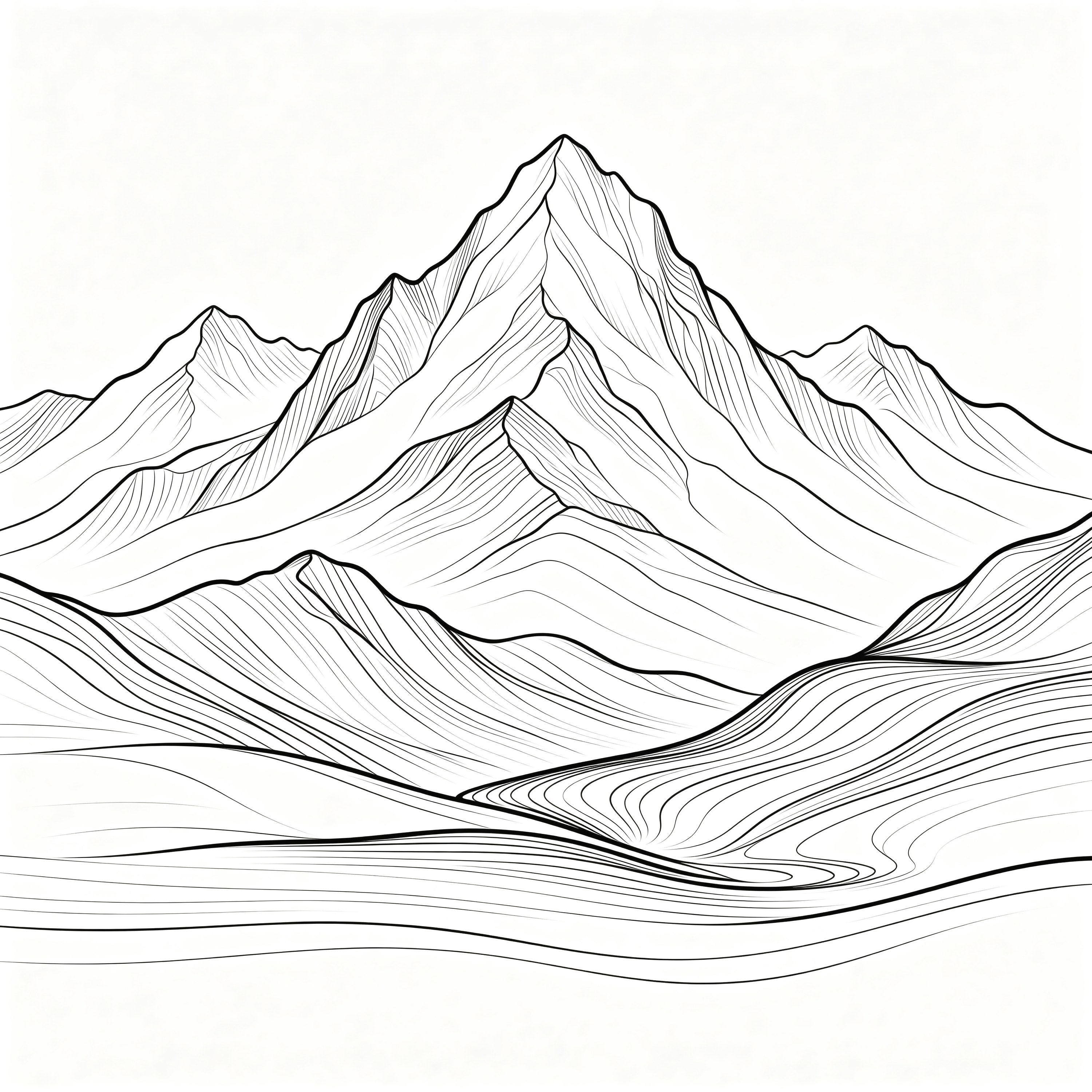Single-line Mountain Range