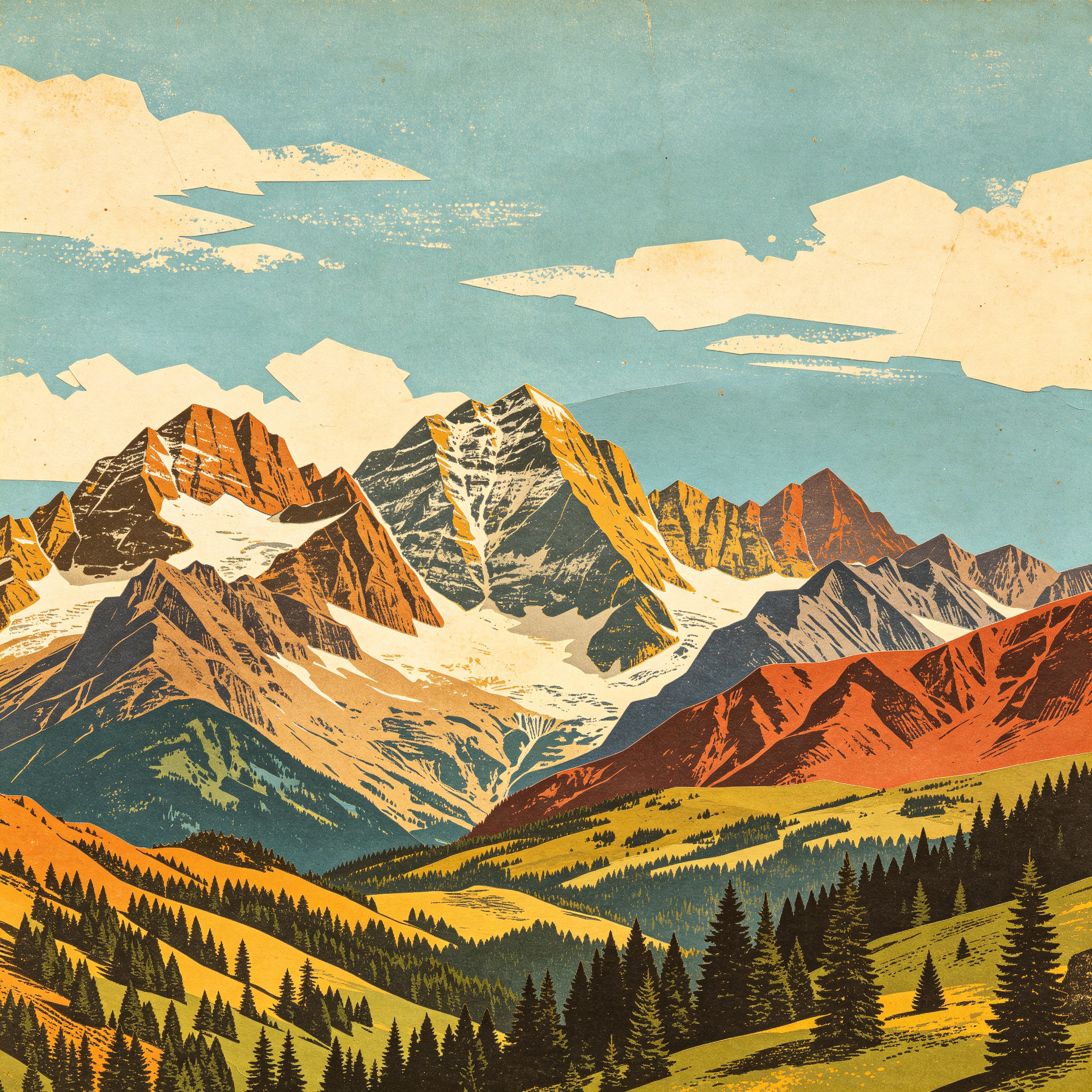 Collage Vintage Mountains