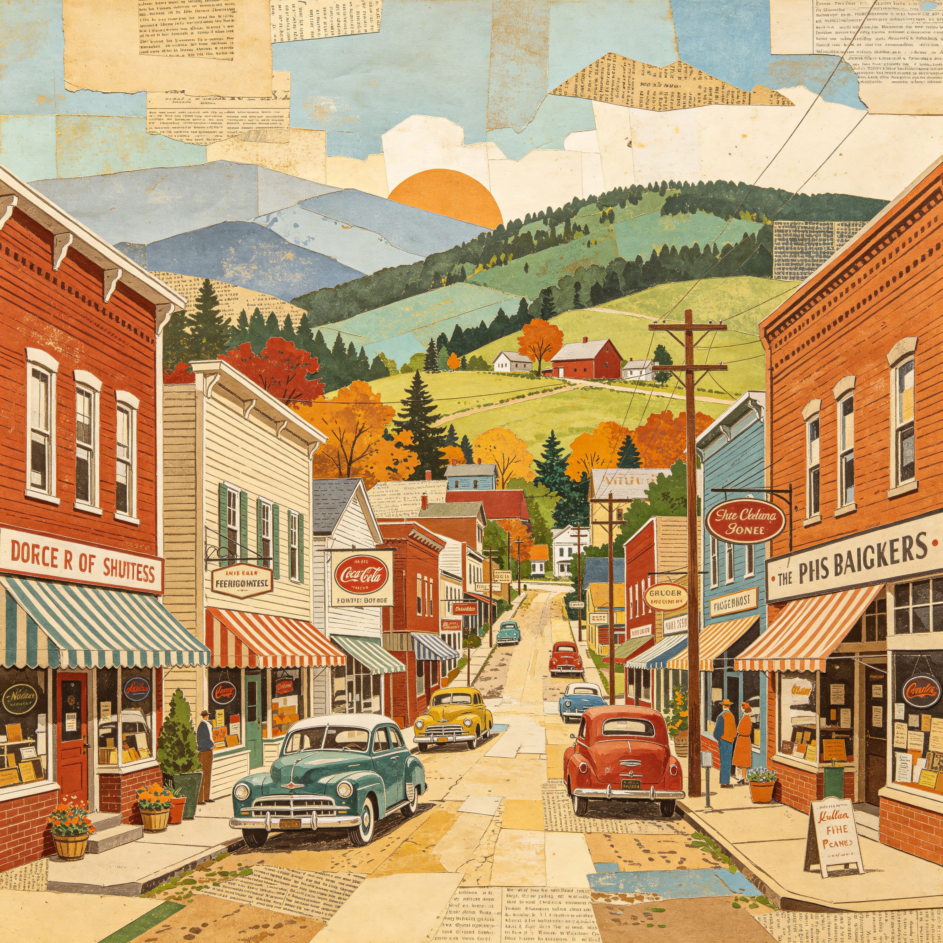 Collage Vintage Town