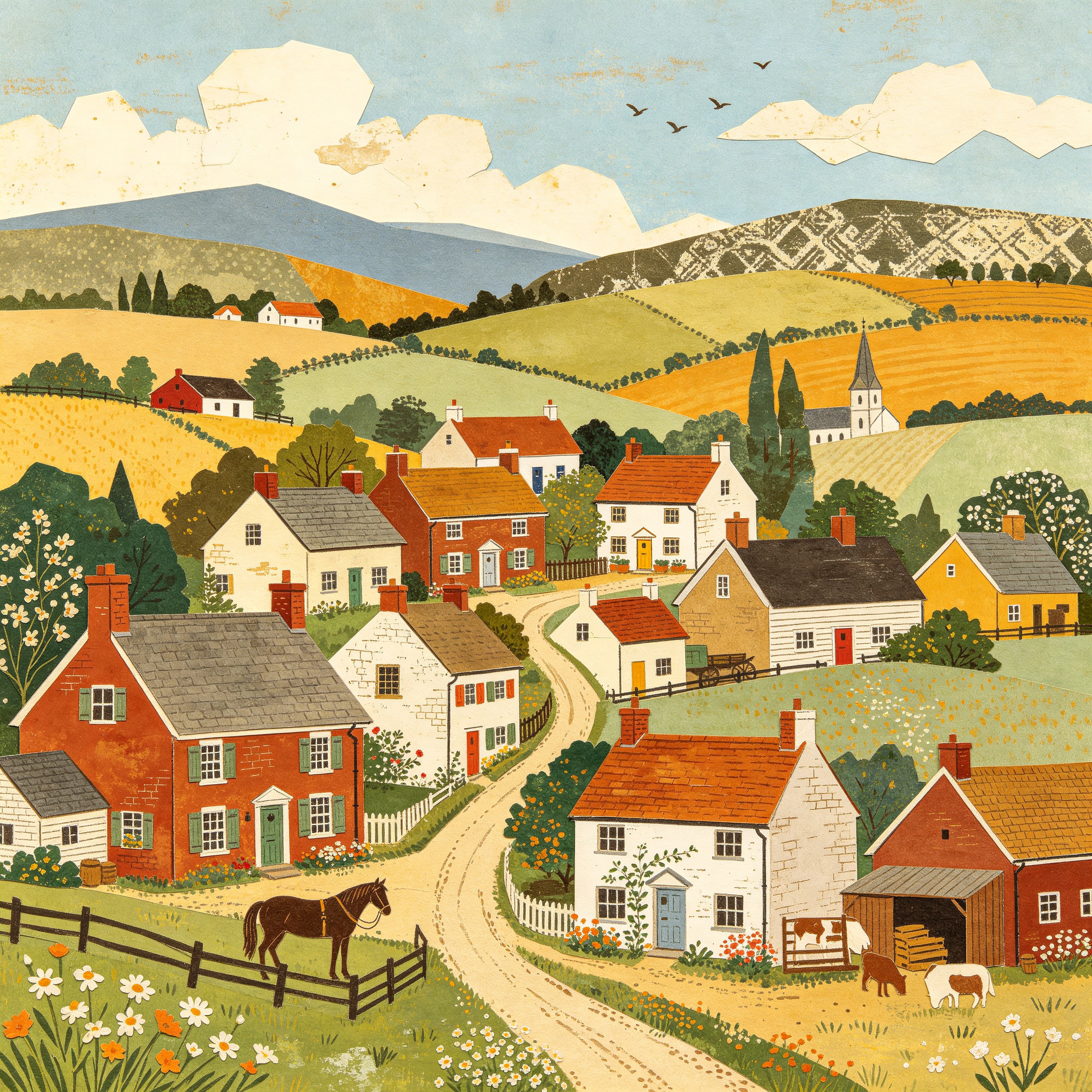 Collage Vintage Village