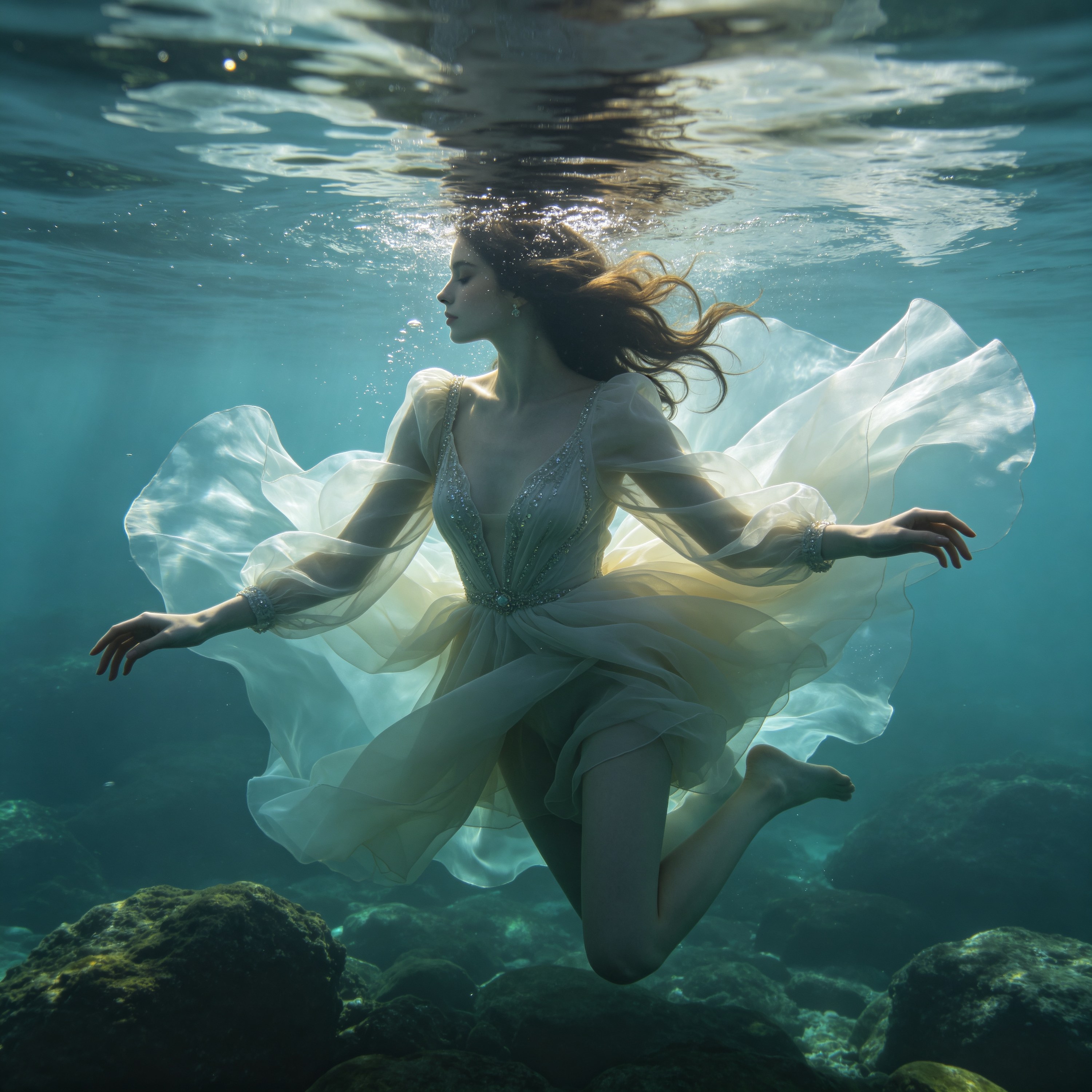 Surreal Underwater Figure