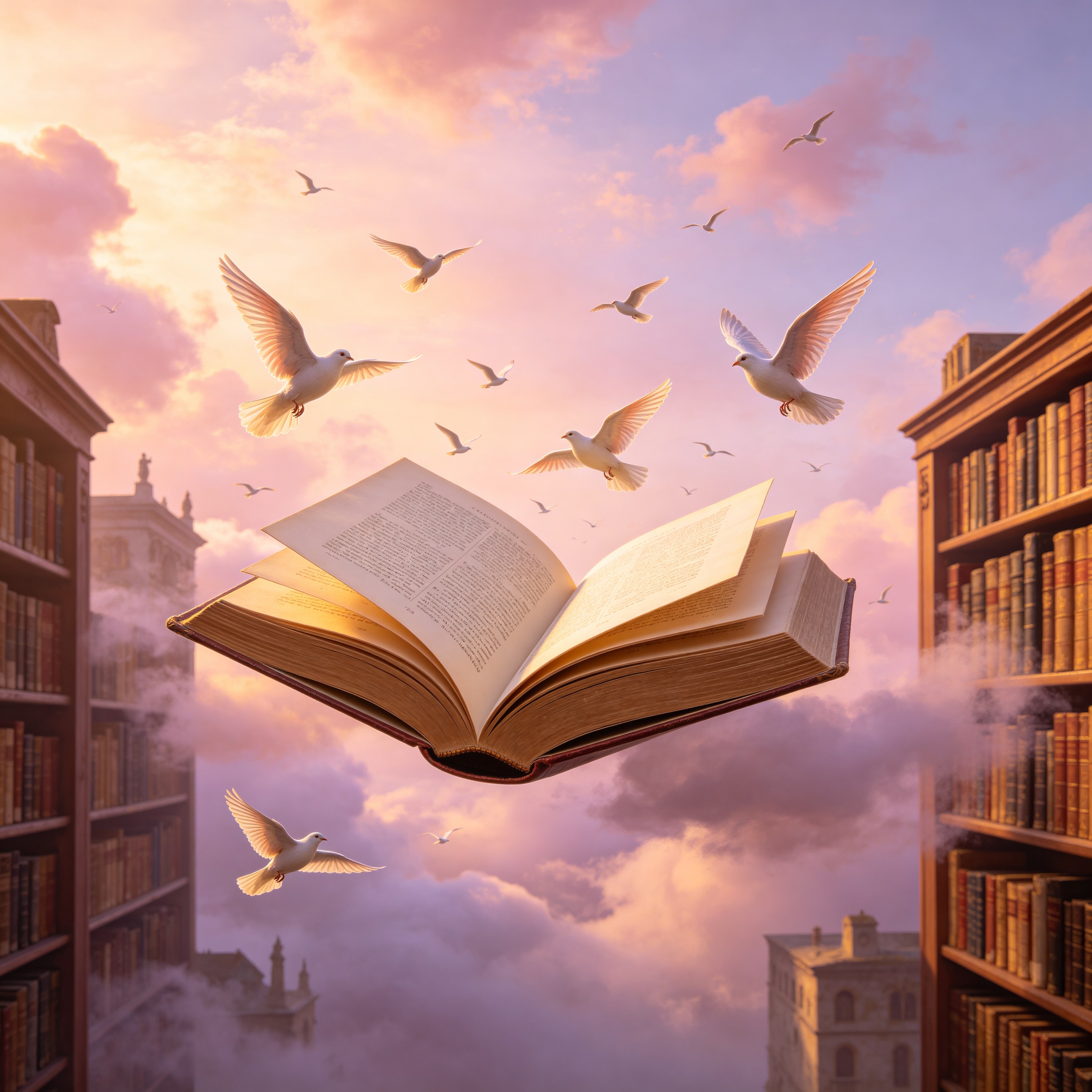 a book floating open