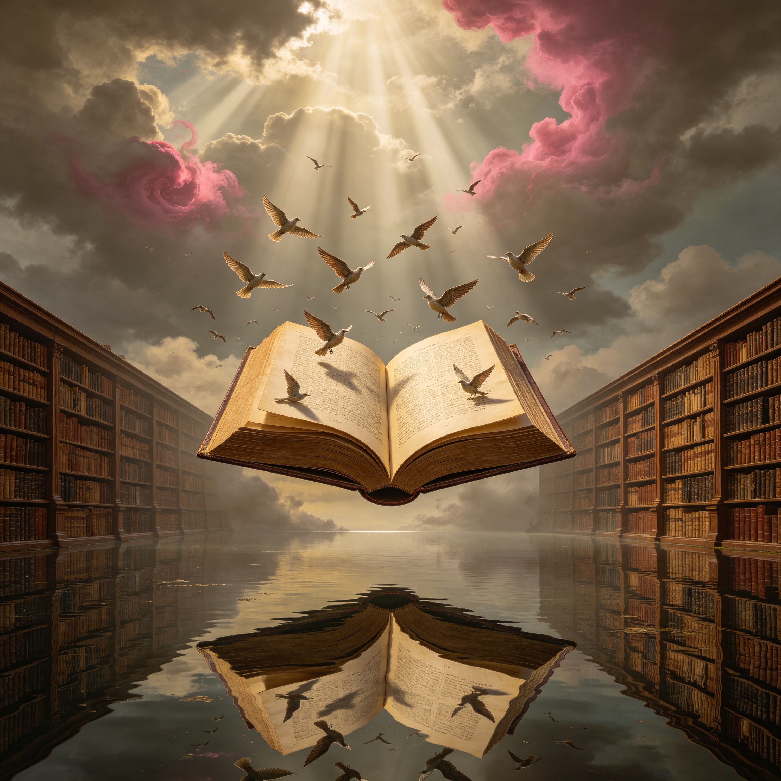 a book floating open