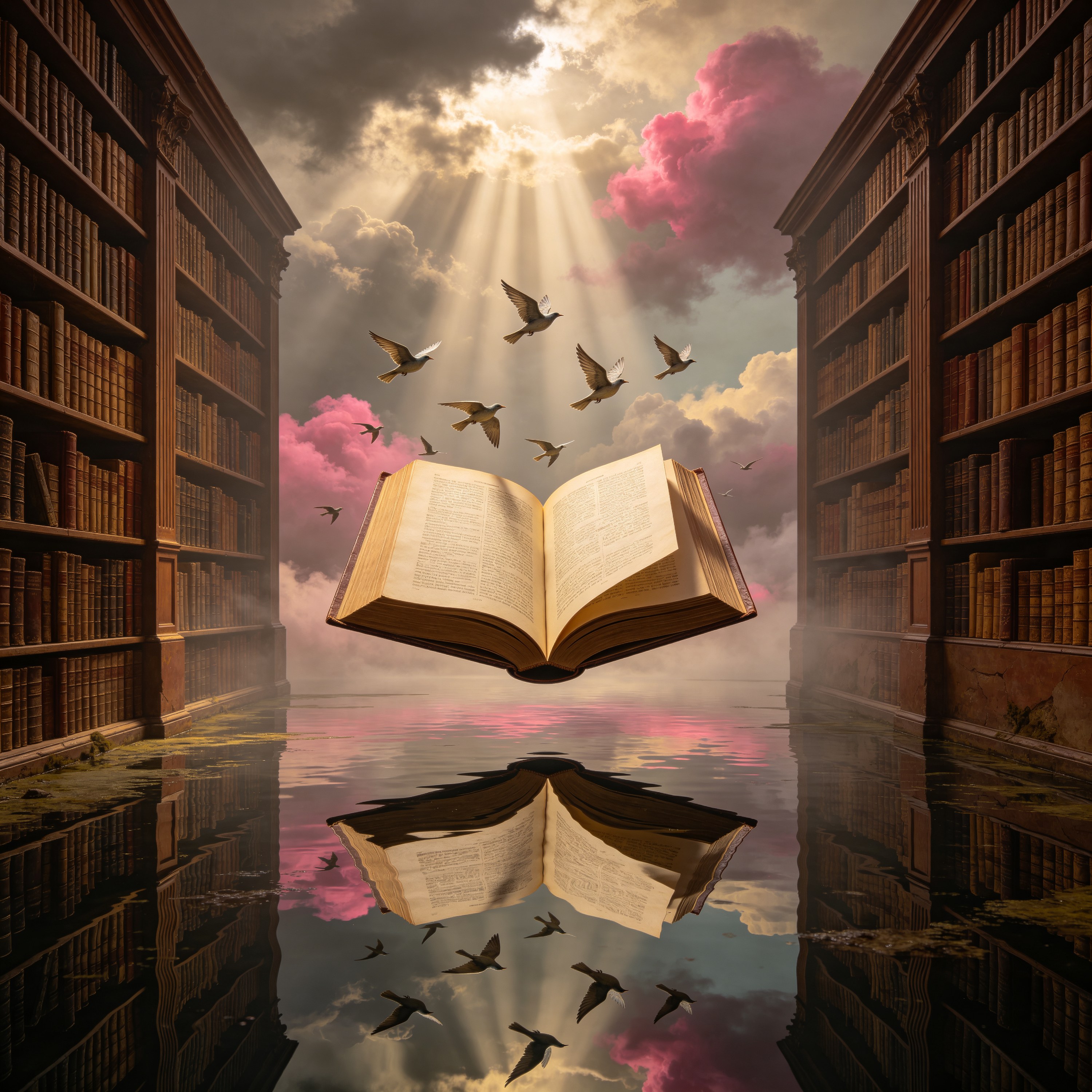 a book floating open
