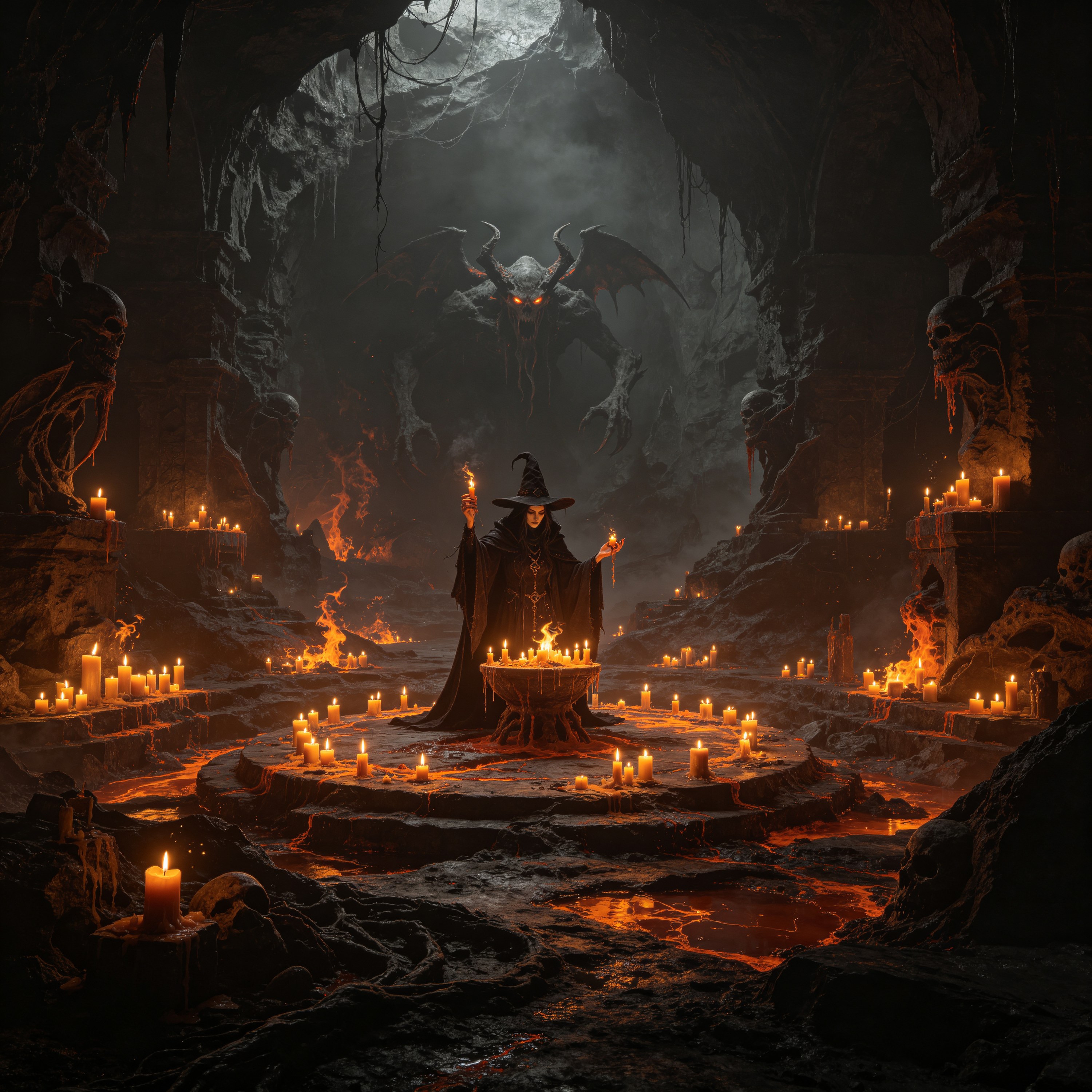 a witch performing a