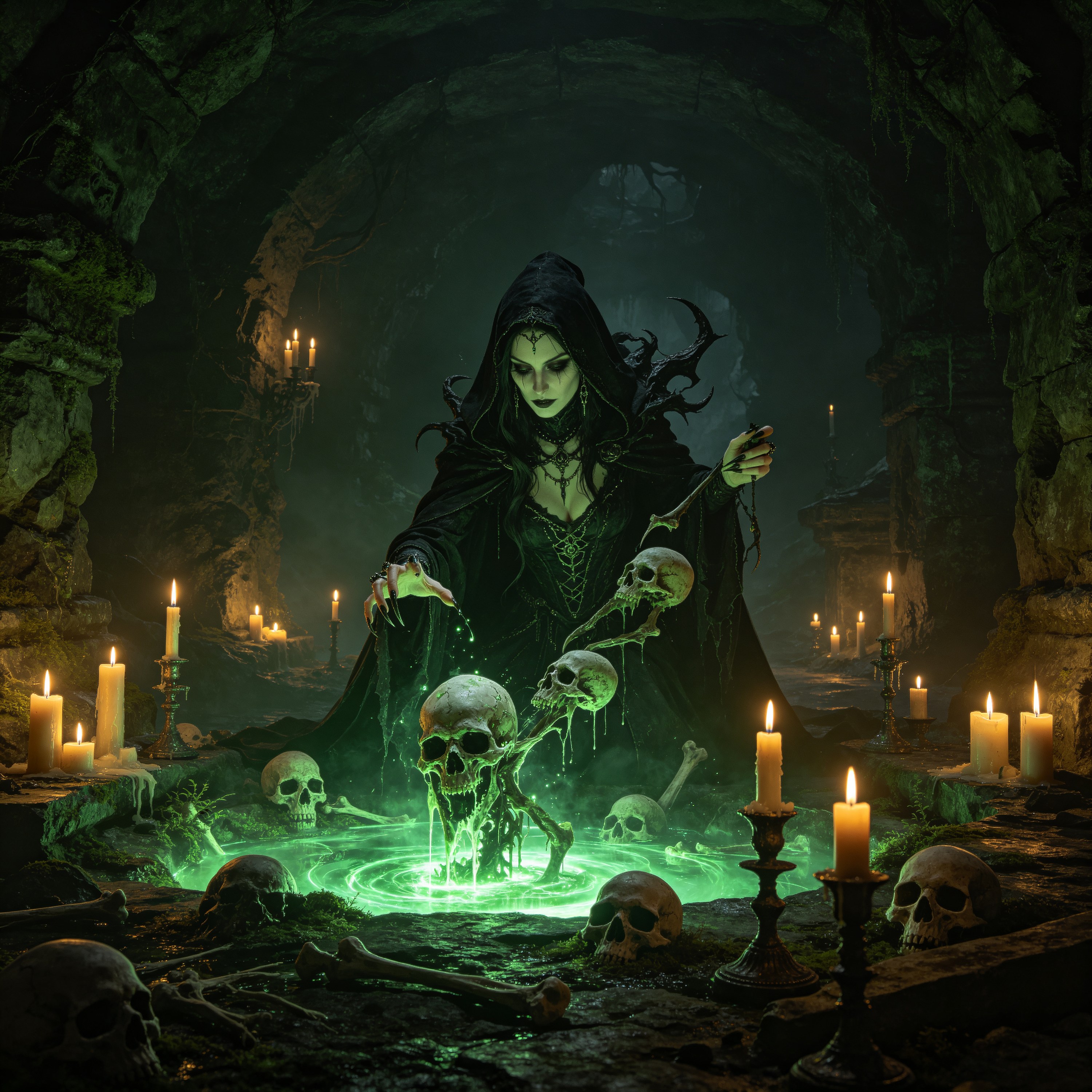 a witch performing a