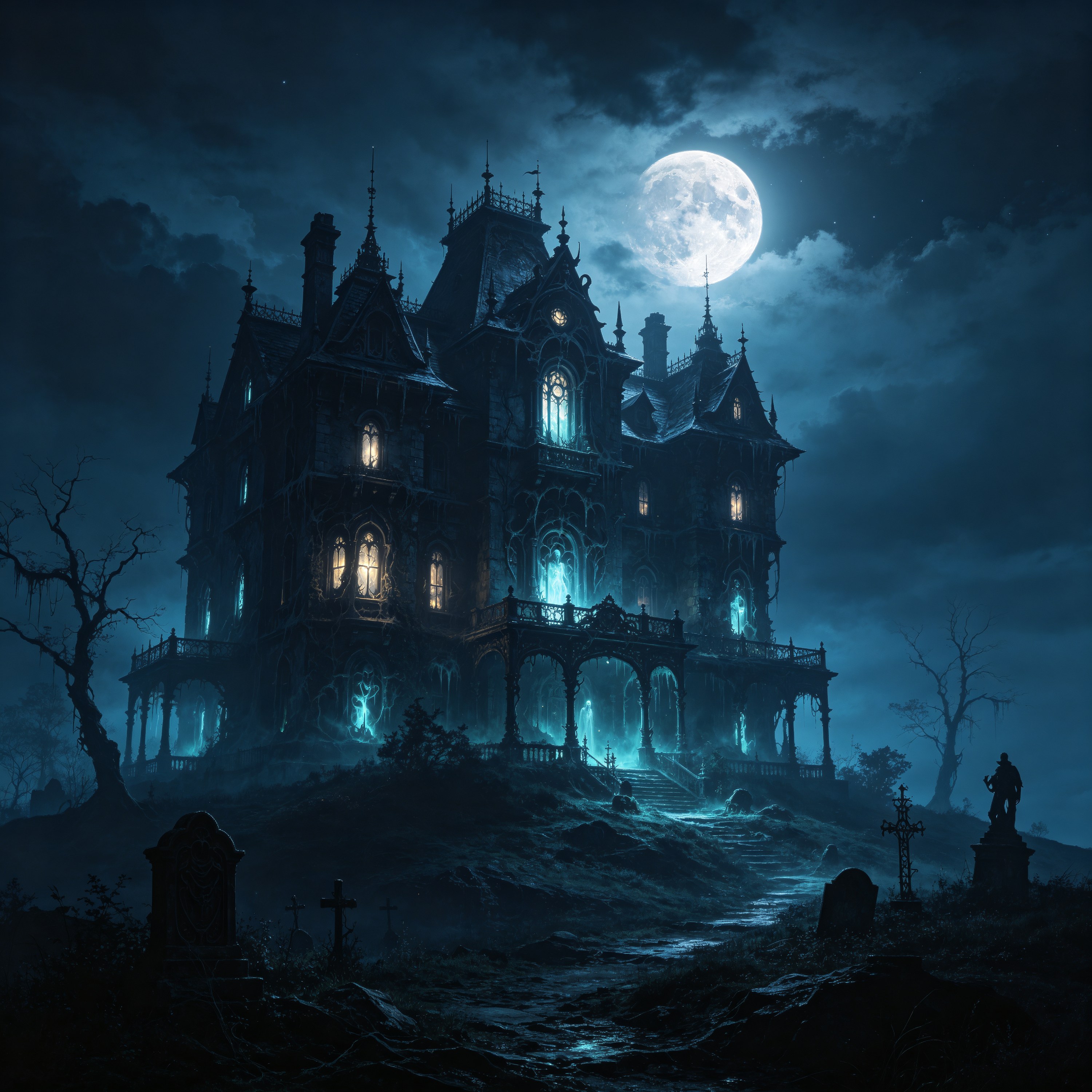a haunted mansion on