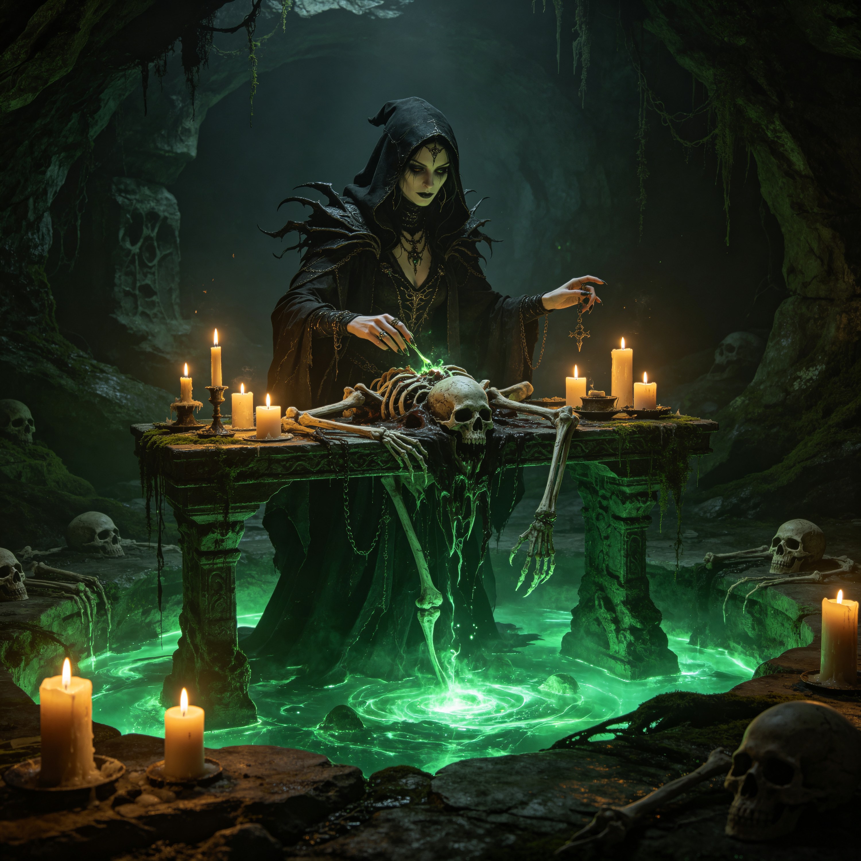 a witch performing a