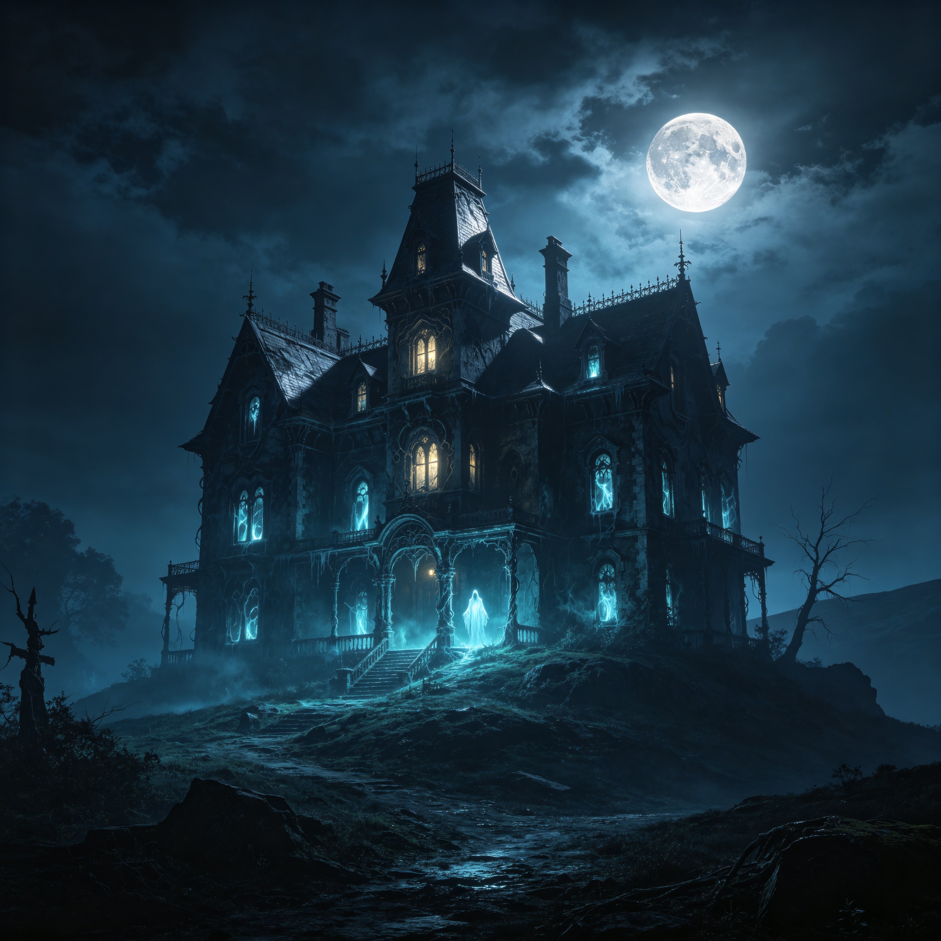 a haunted mansion on