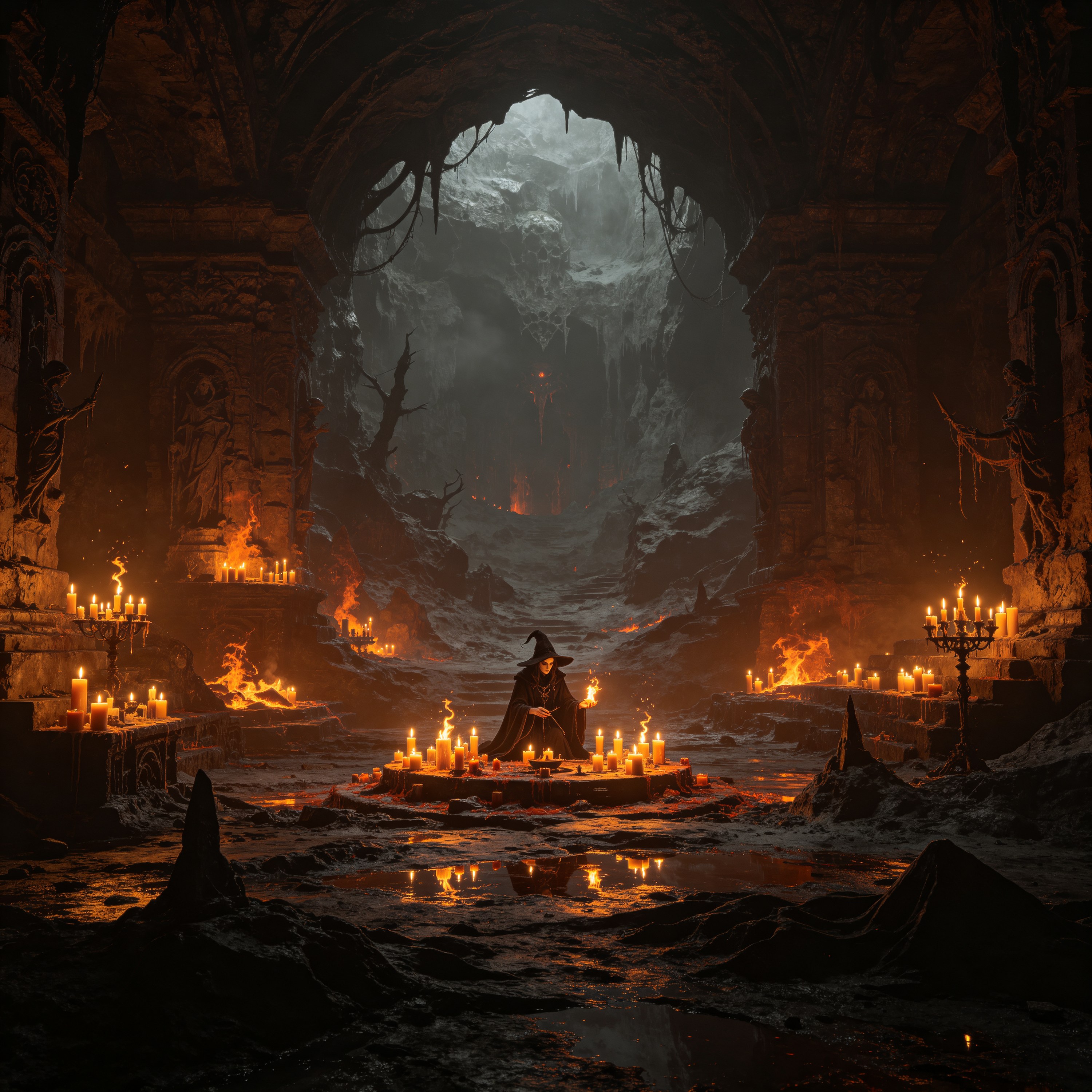 a witch performing a