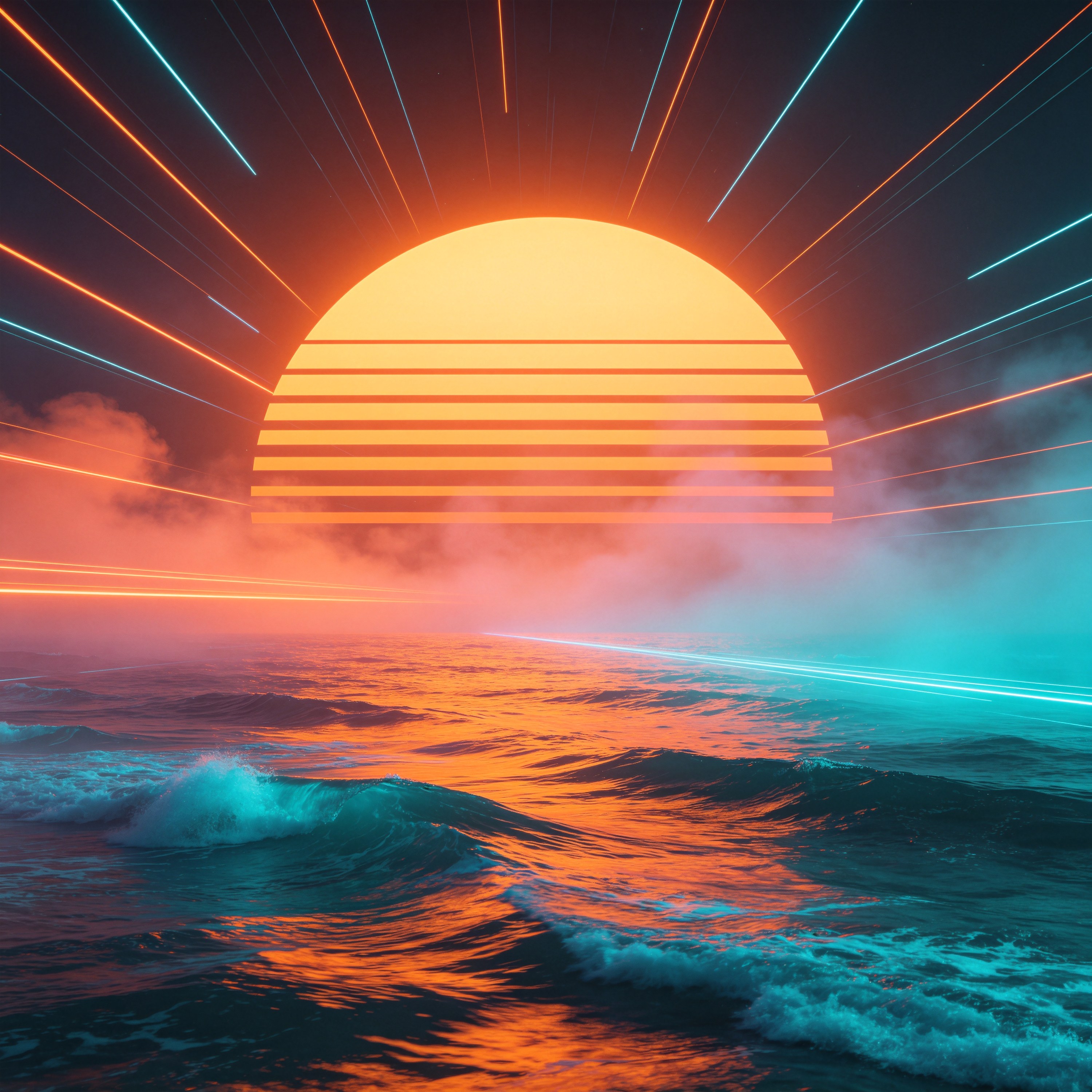 a giant retro sun