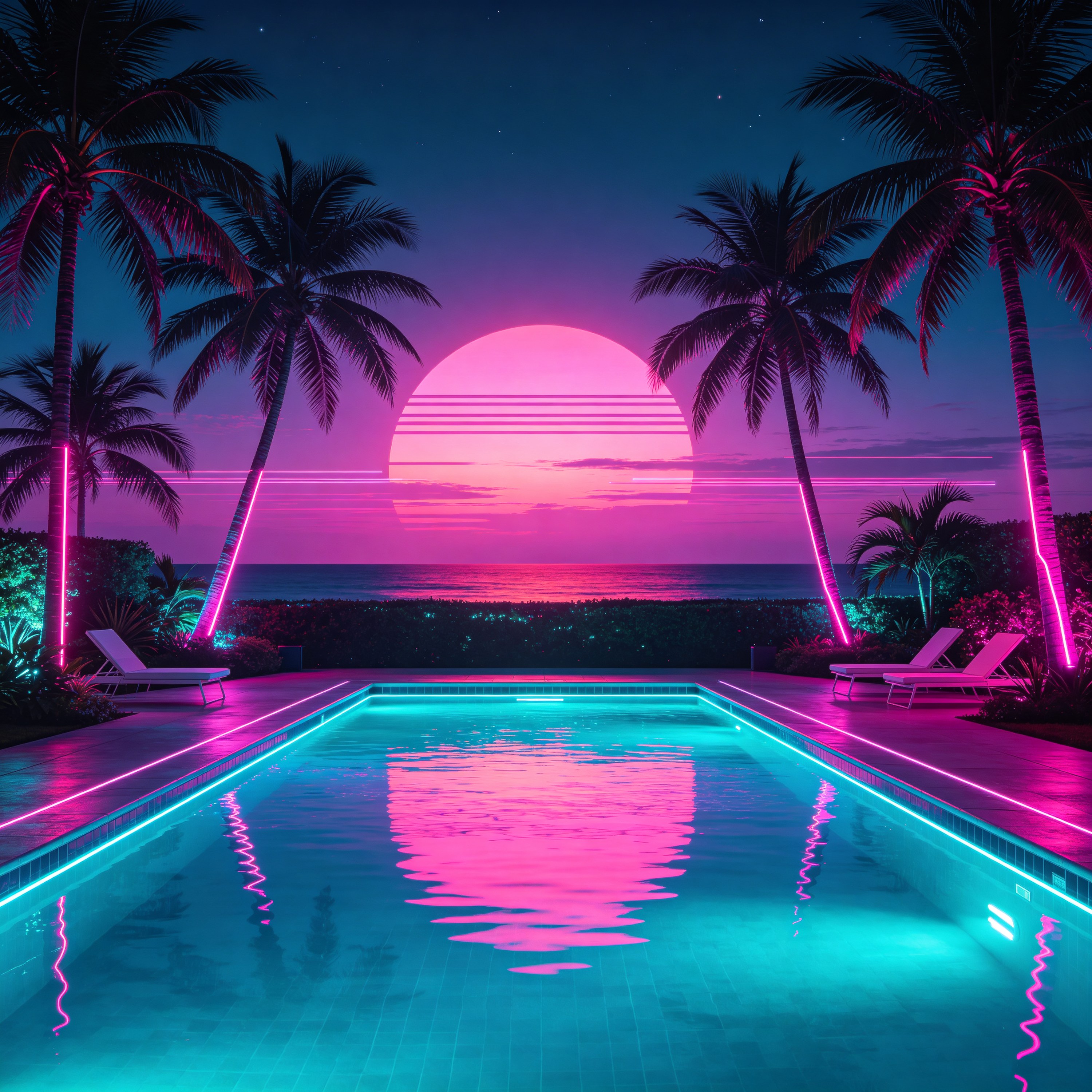 a neon-lit pool at n