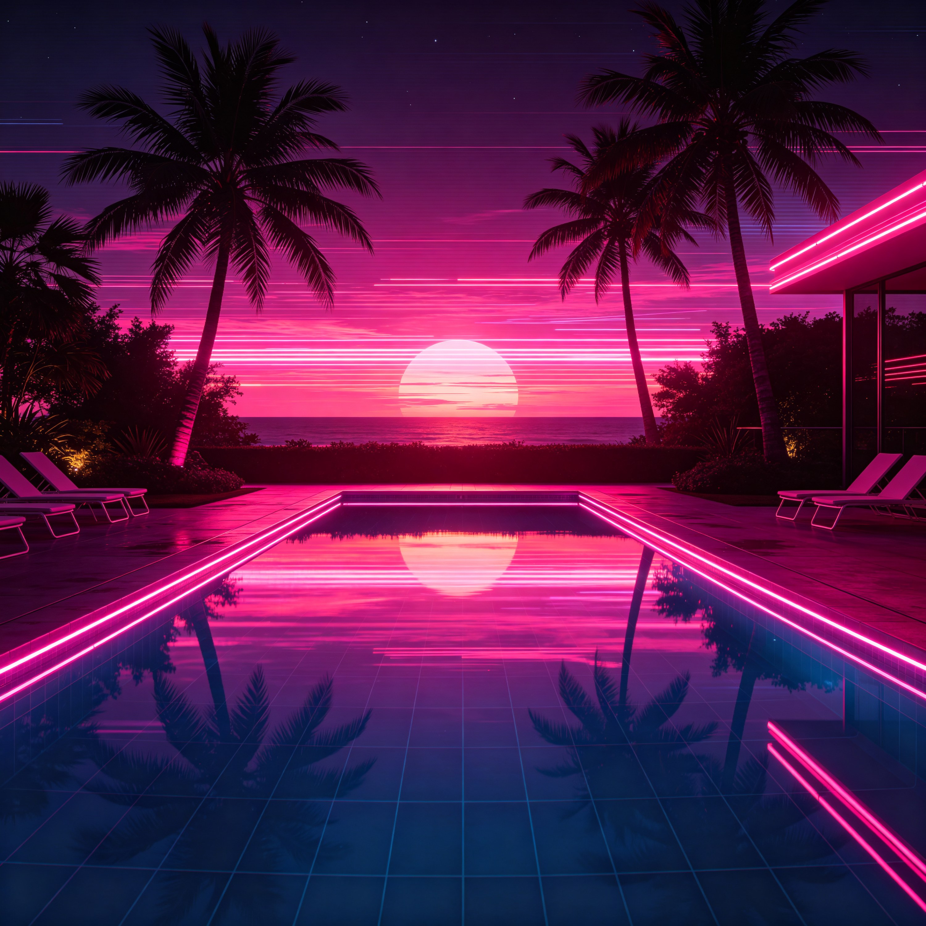 a neon-lit pool at n